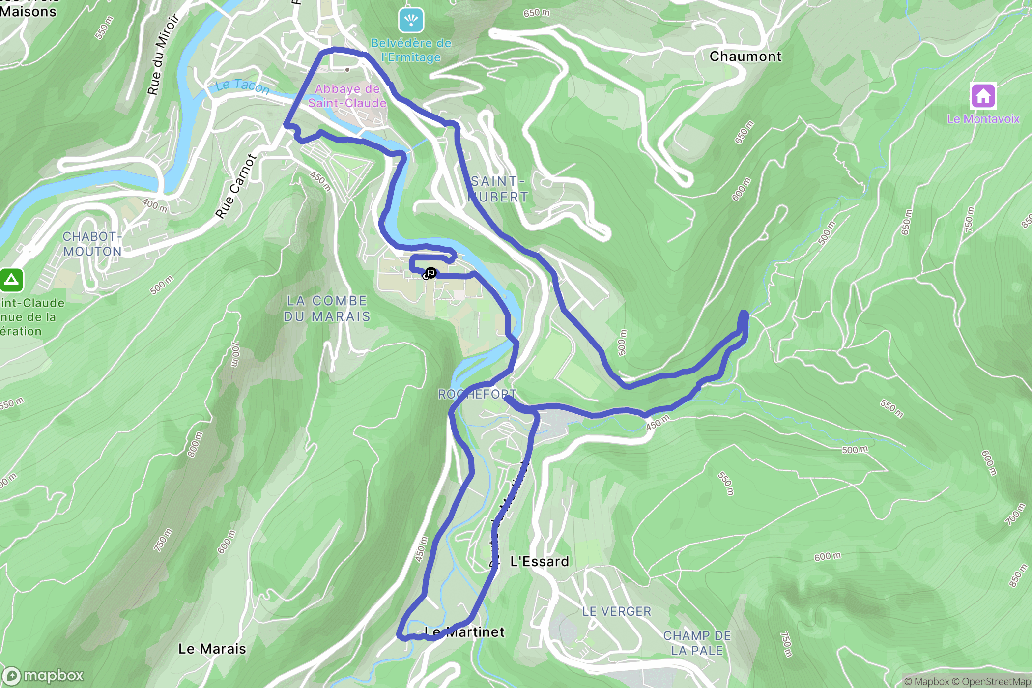Saint-Claude : carte du parcours de randonnée - France