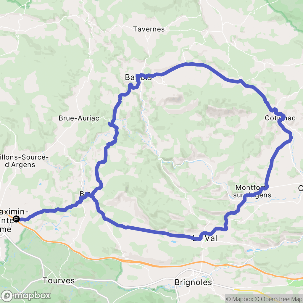 Saint-Maximin-la-Sainte-Baume : carte du parcours de randonnée - France