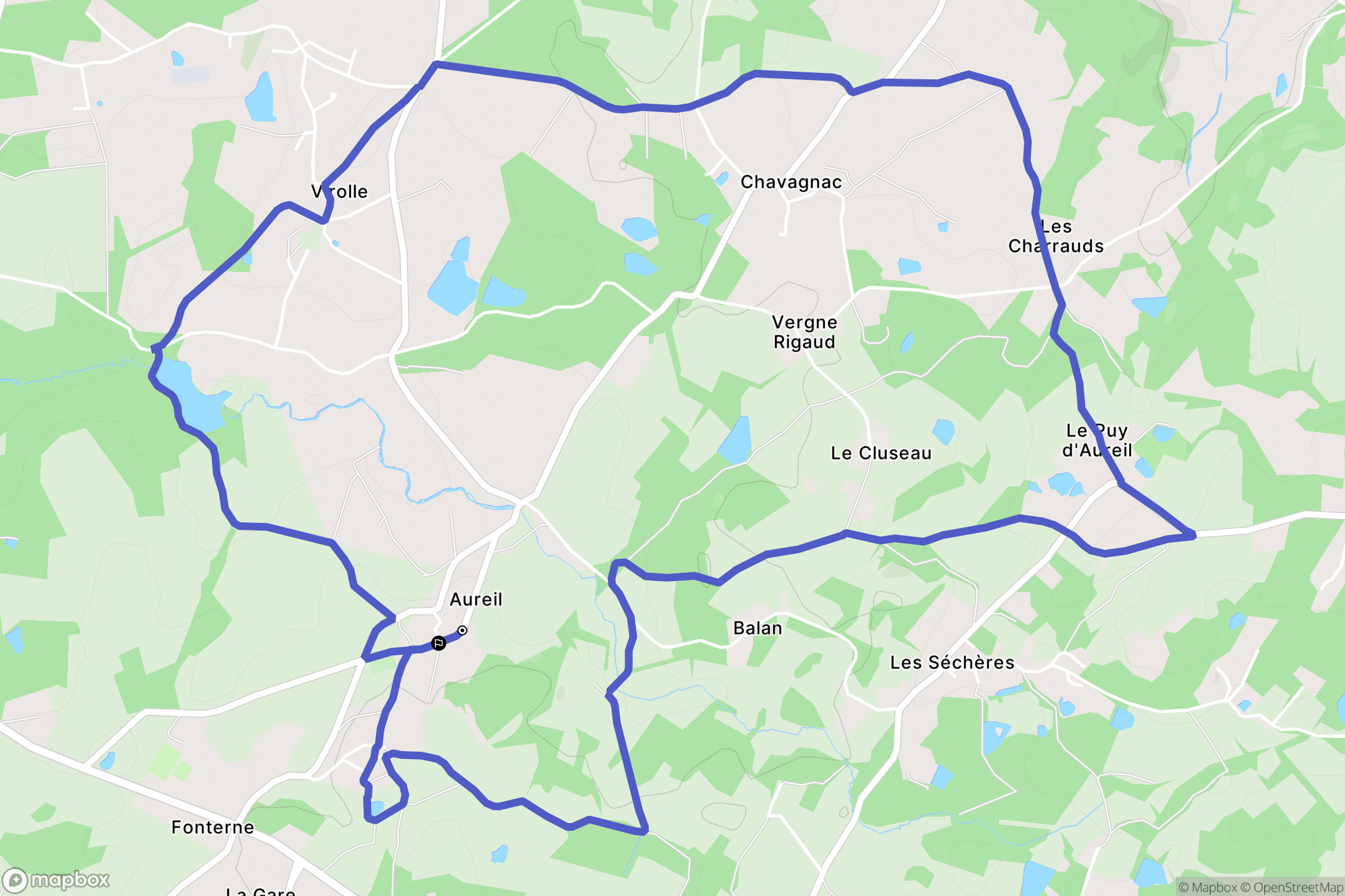 Aureil : carte du parcours de randonnée - France