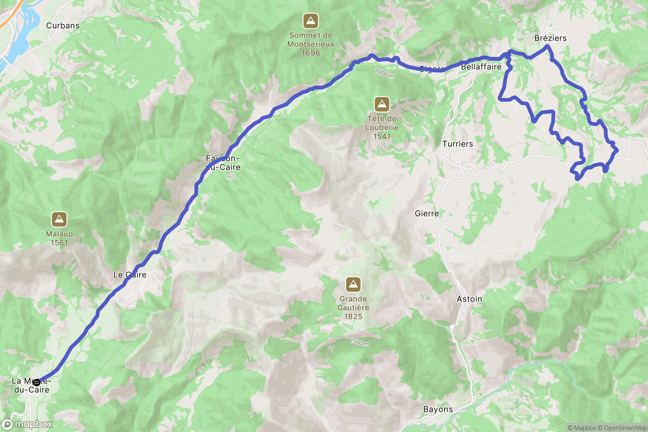 La Motte-du-Caire : carte du parcours de randonnée - France