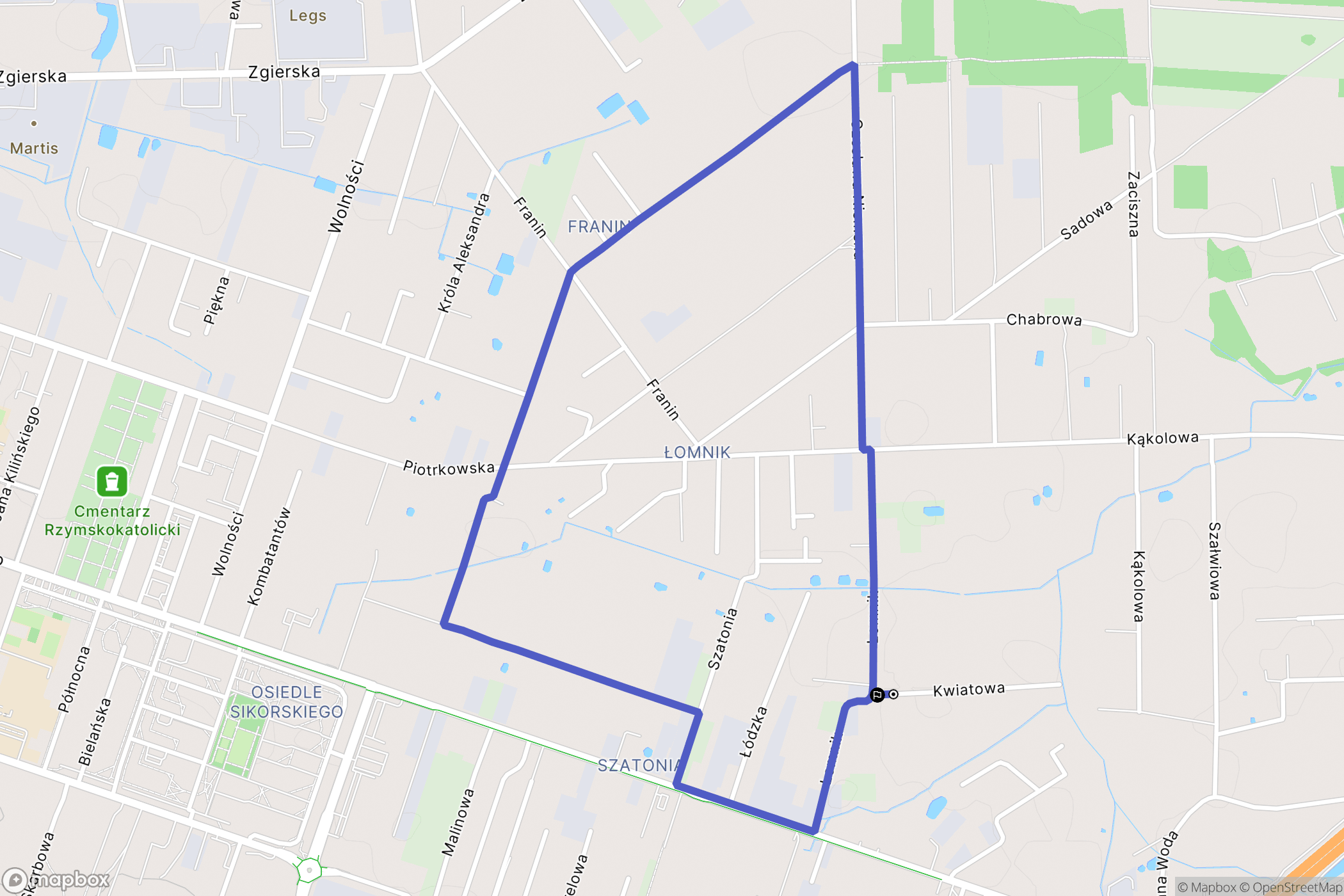 Aleksandrów Łódzki: mapa trasy - Poland