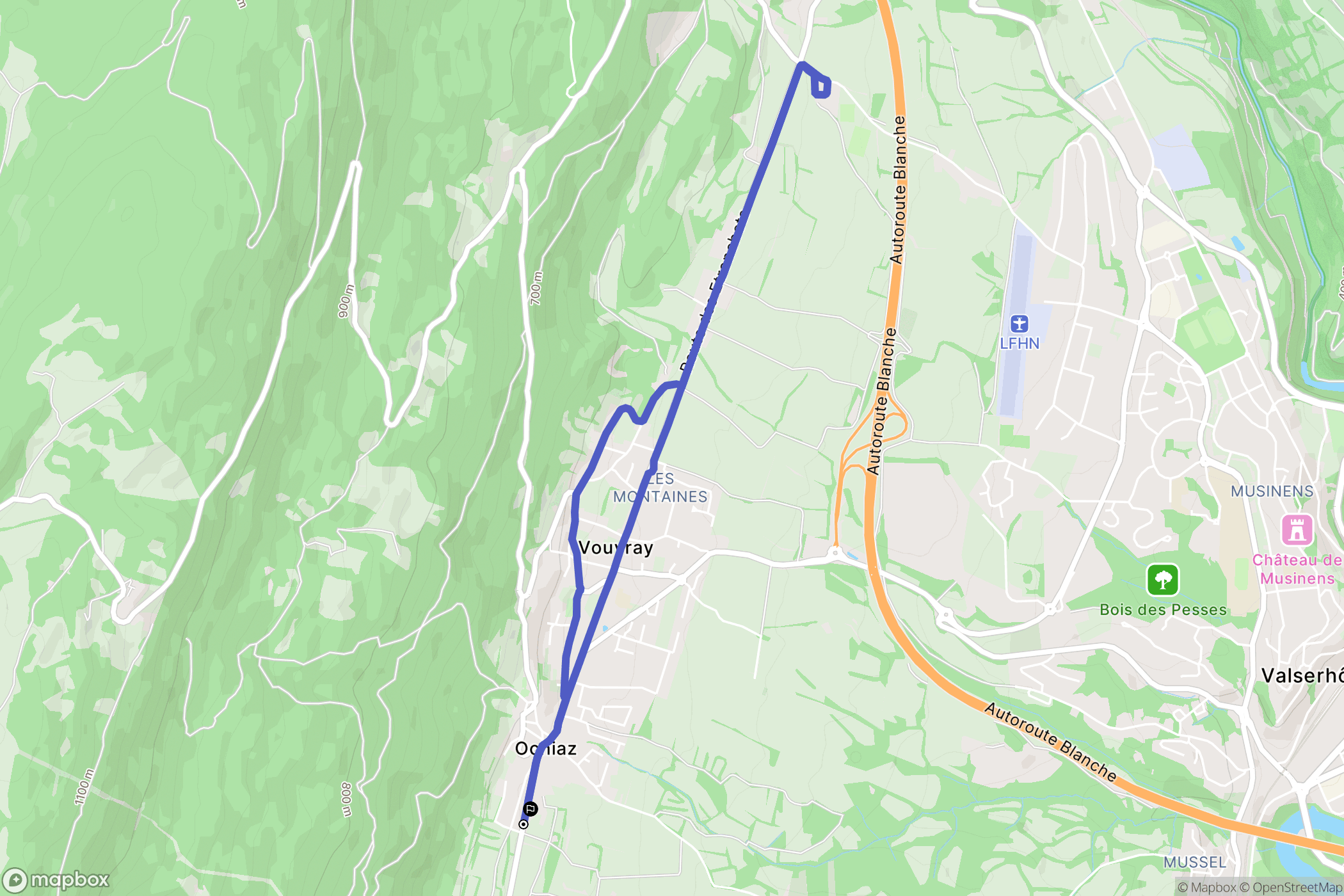 Valserhône : carte du parcours de randonnée - France