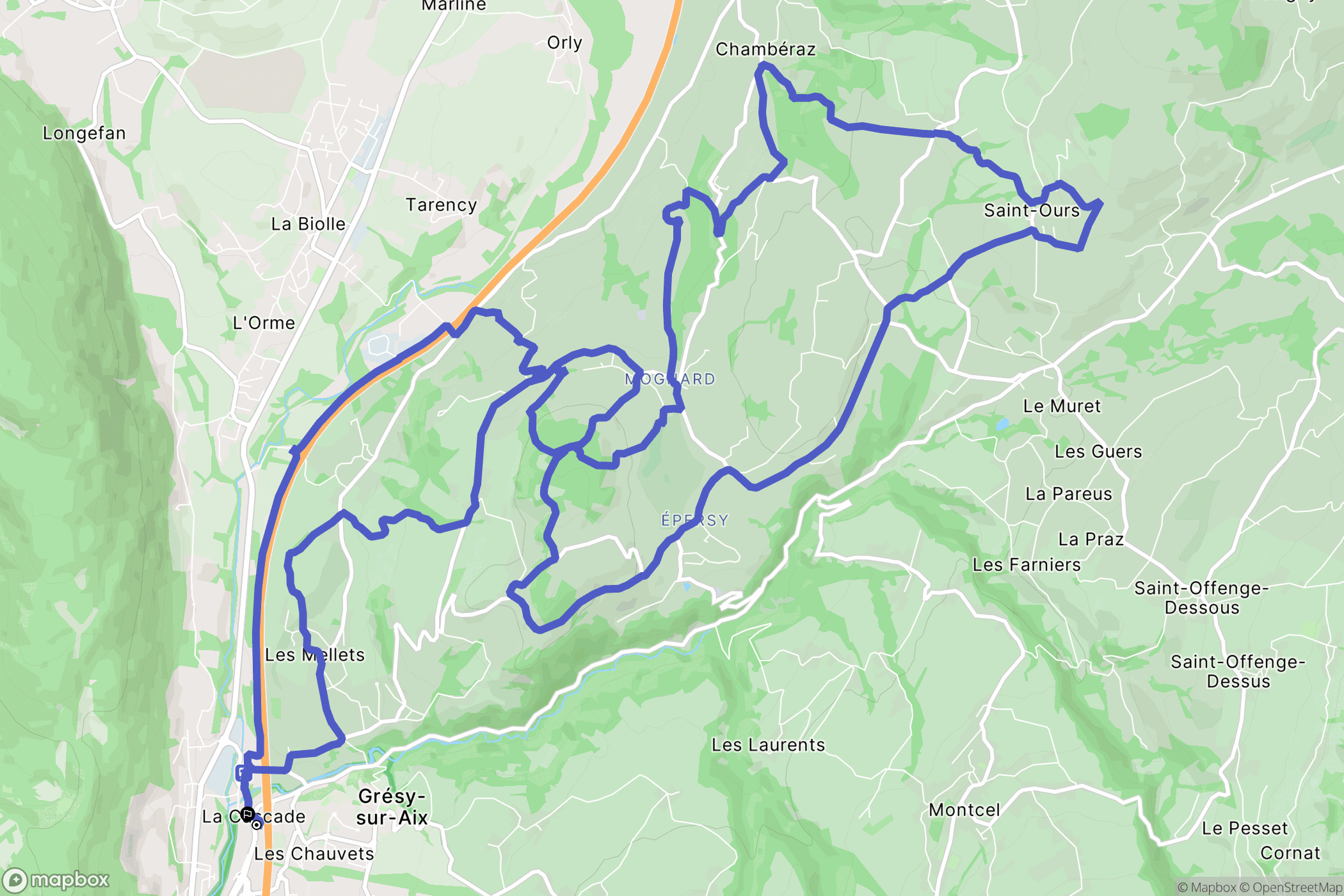 Grésy-sur-Aix : carte du parcours de randonnée - France