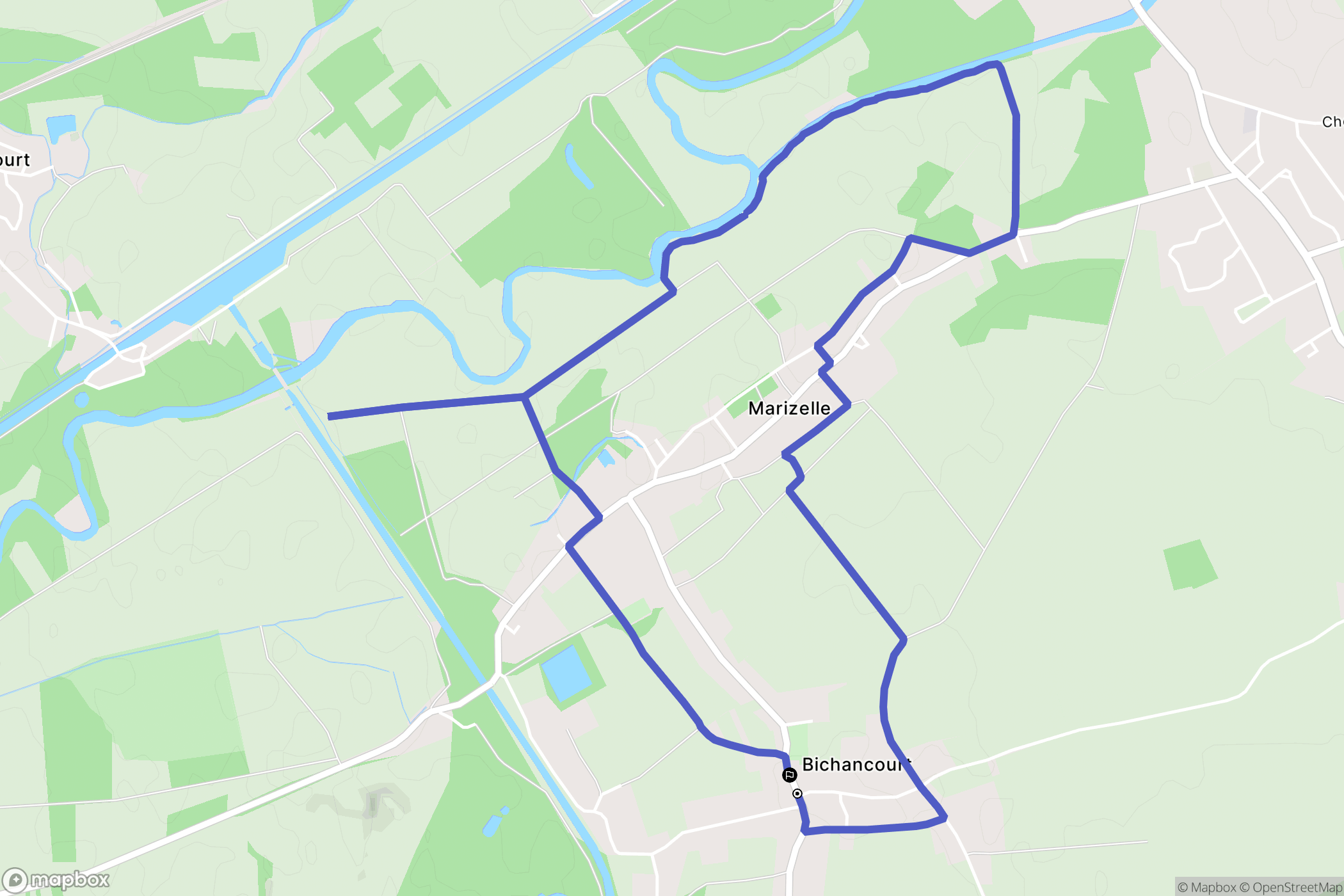 Bichancourt : carte du parcours de randonnée - France