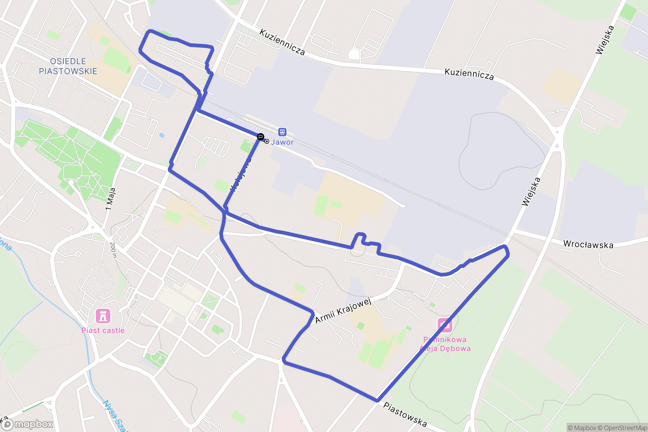 Jawor: mapa trasy - Poland