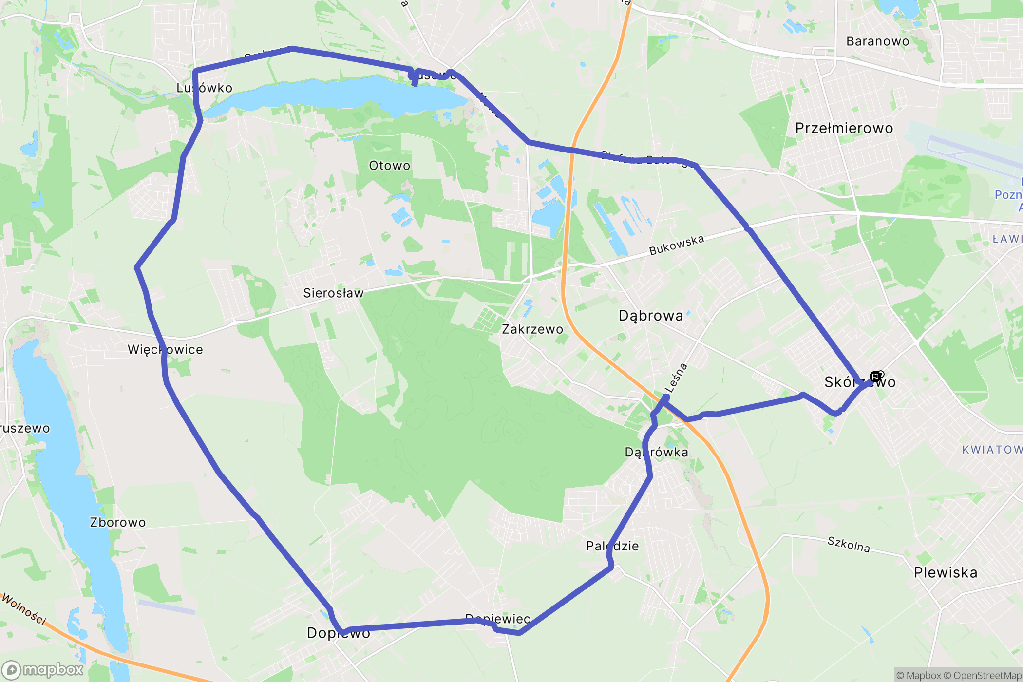 Skórzewo: mapa trasy - Poland