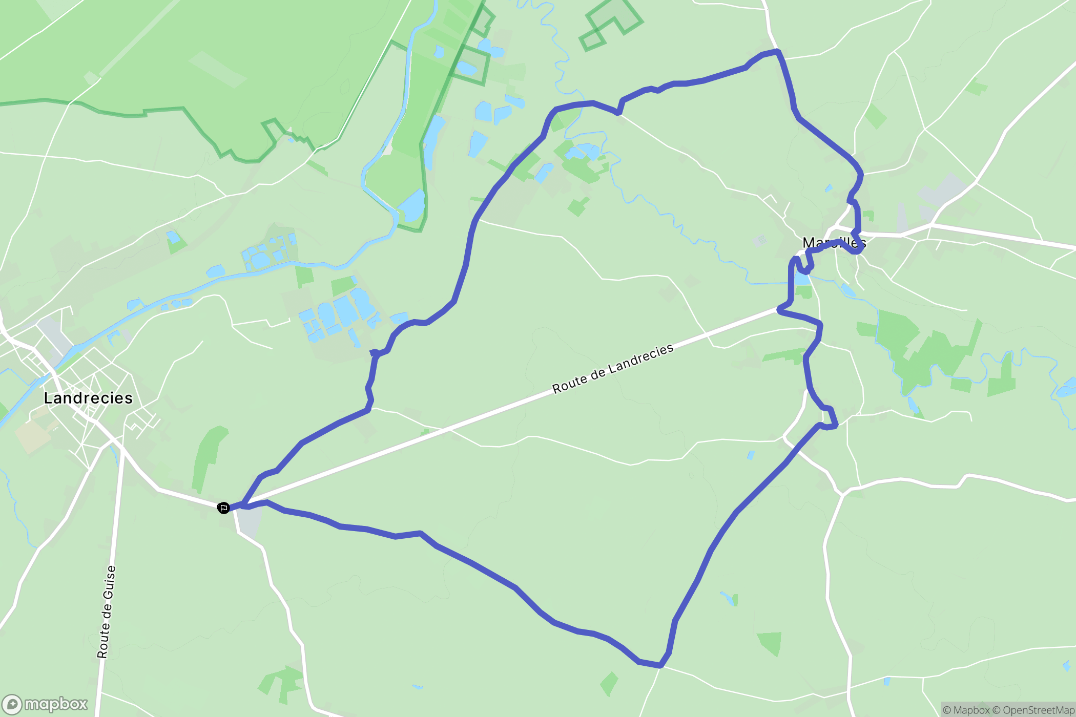 Landrecies : carte du parcours de randonnée - France