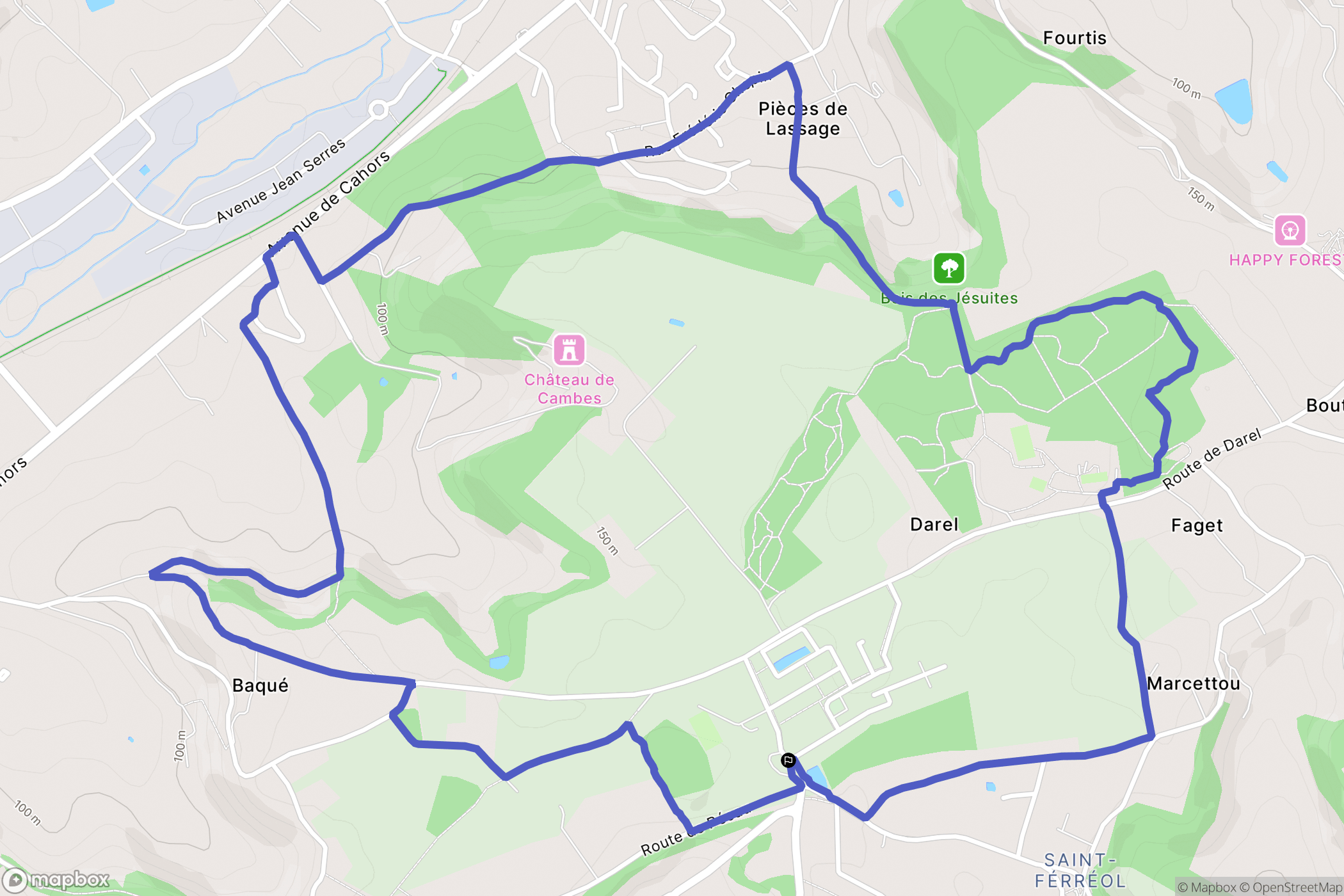 Bon-Encontre : carte du parcours de randonnée - France