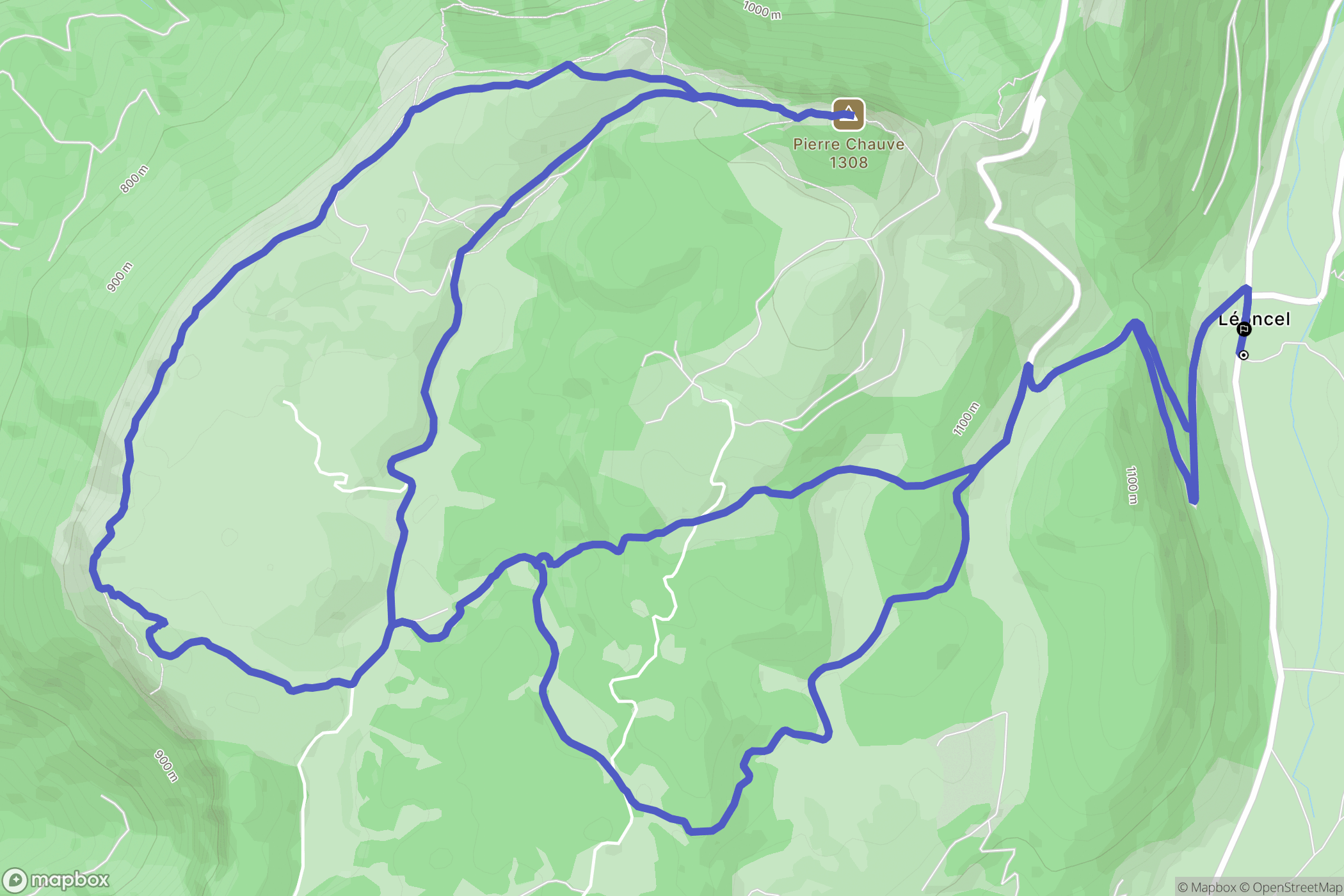 Léoncel : carte du parcours de randonnée - France
