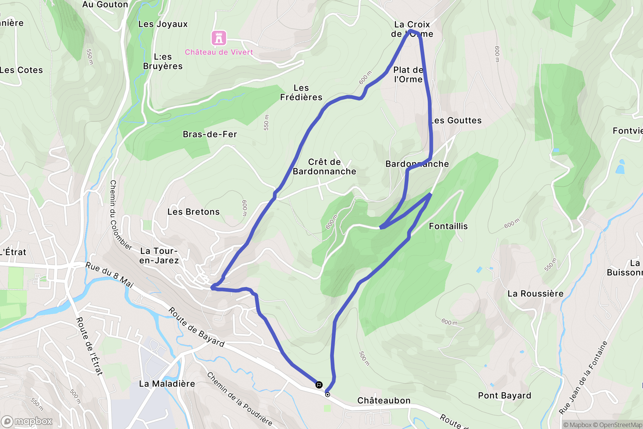 La Tour-en-Jarez : carte du parcours de randonnée - France