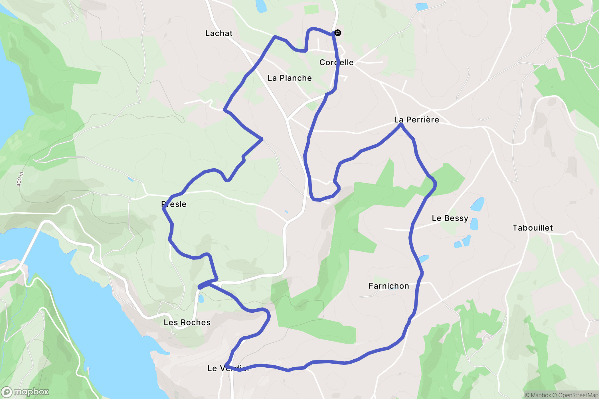 Cordelle : carte du parcours de randonnée - France