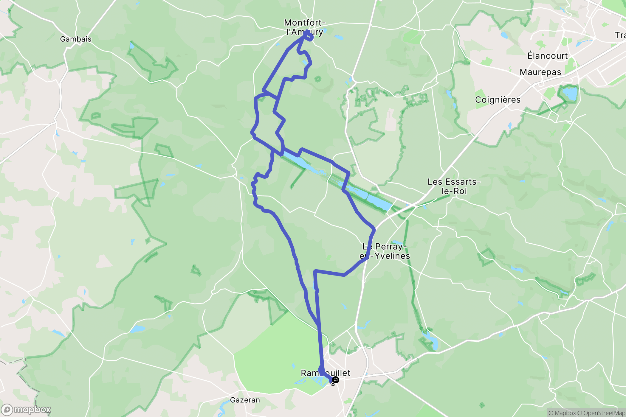 Rambouillet : carte du parcours de randonnée - France