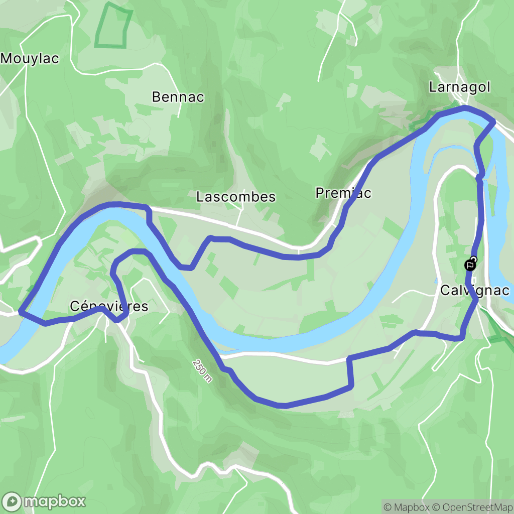 Calvignac : carte du parcours de randonnée - France