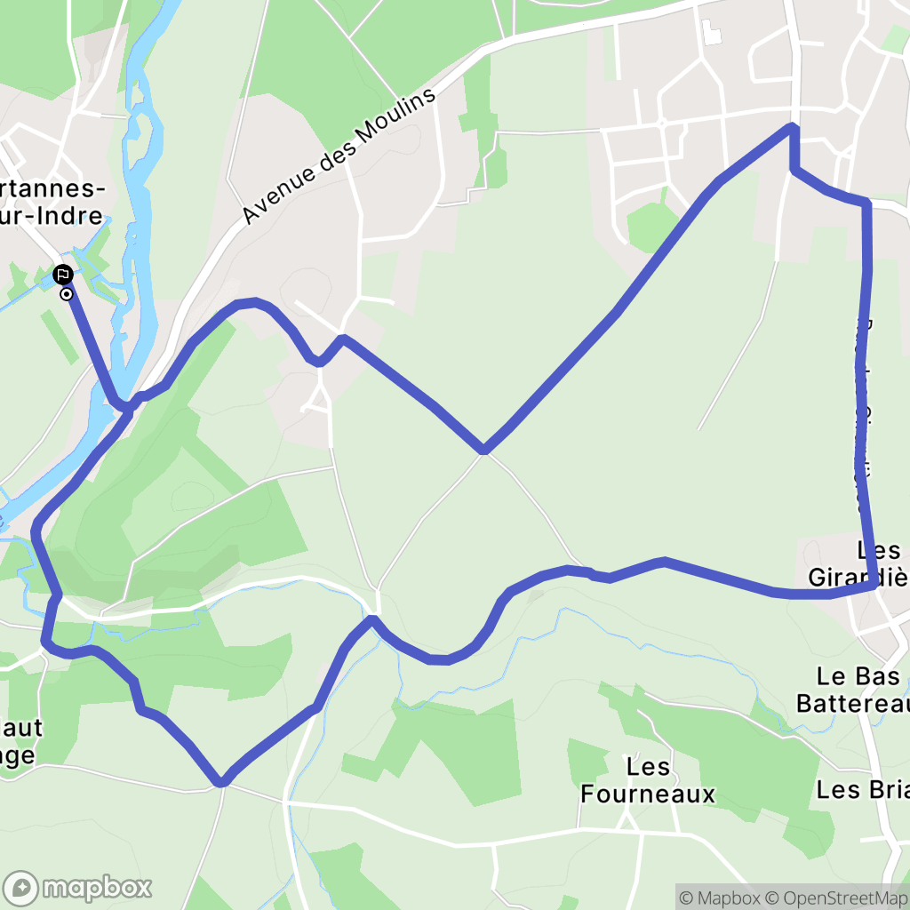 Artannes-sur-Indre : carte du parcours de randonnée - France