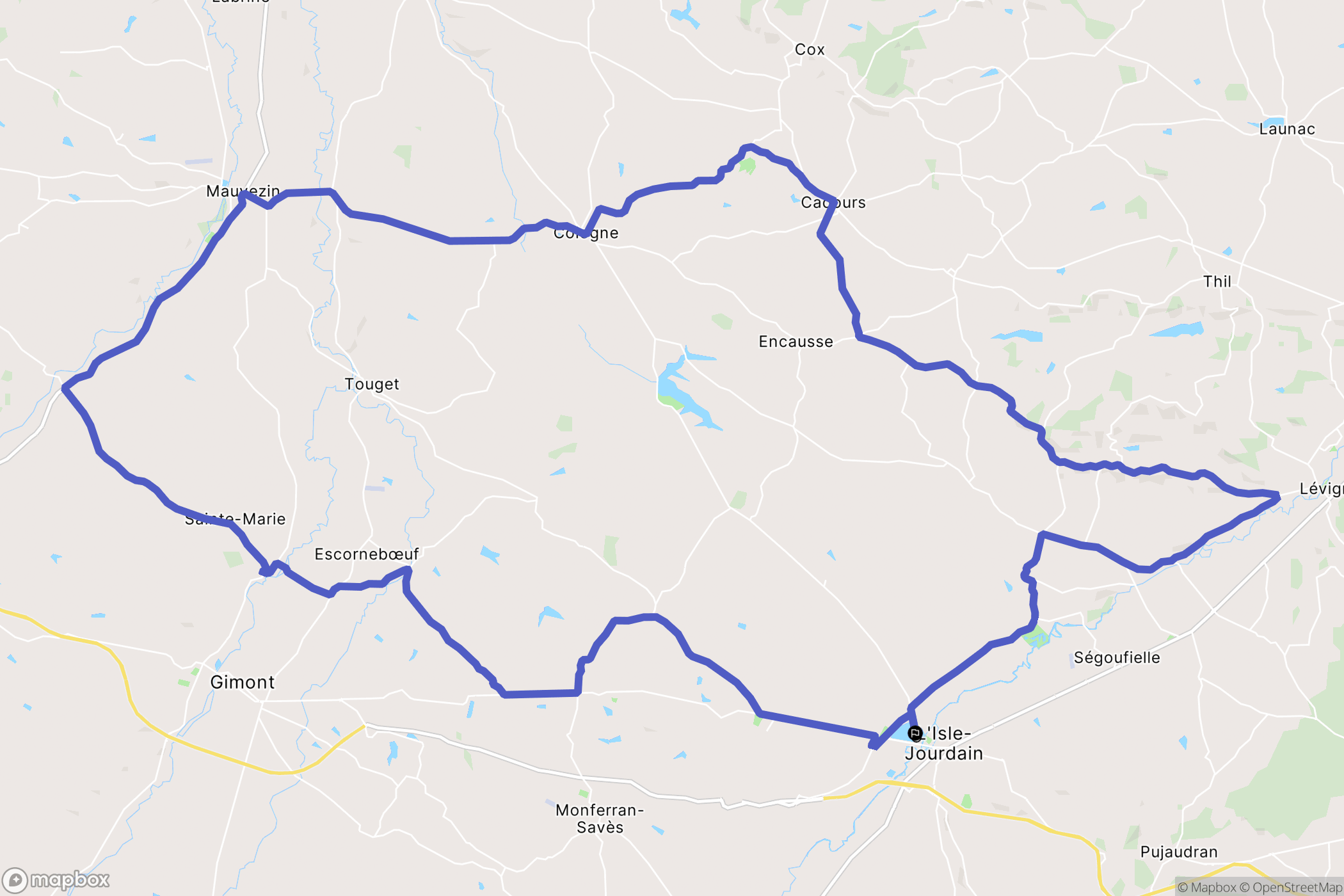 L'Isle-Jourdain : carte du parcours de randonnée - France