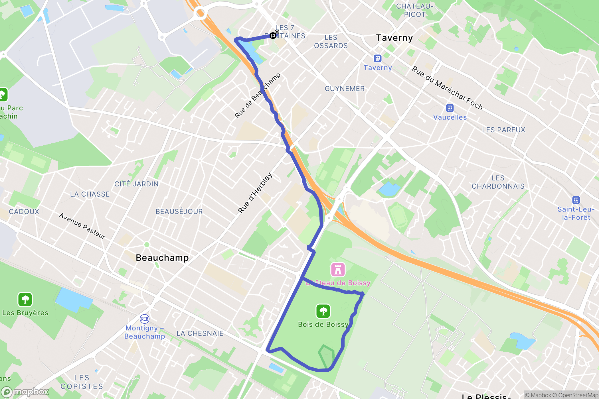 Taverny : carte du parcours de randonnée - France