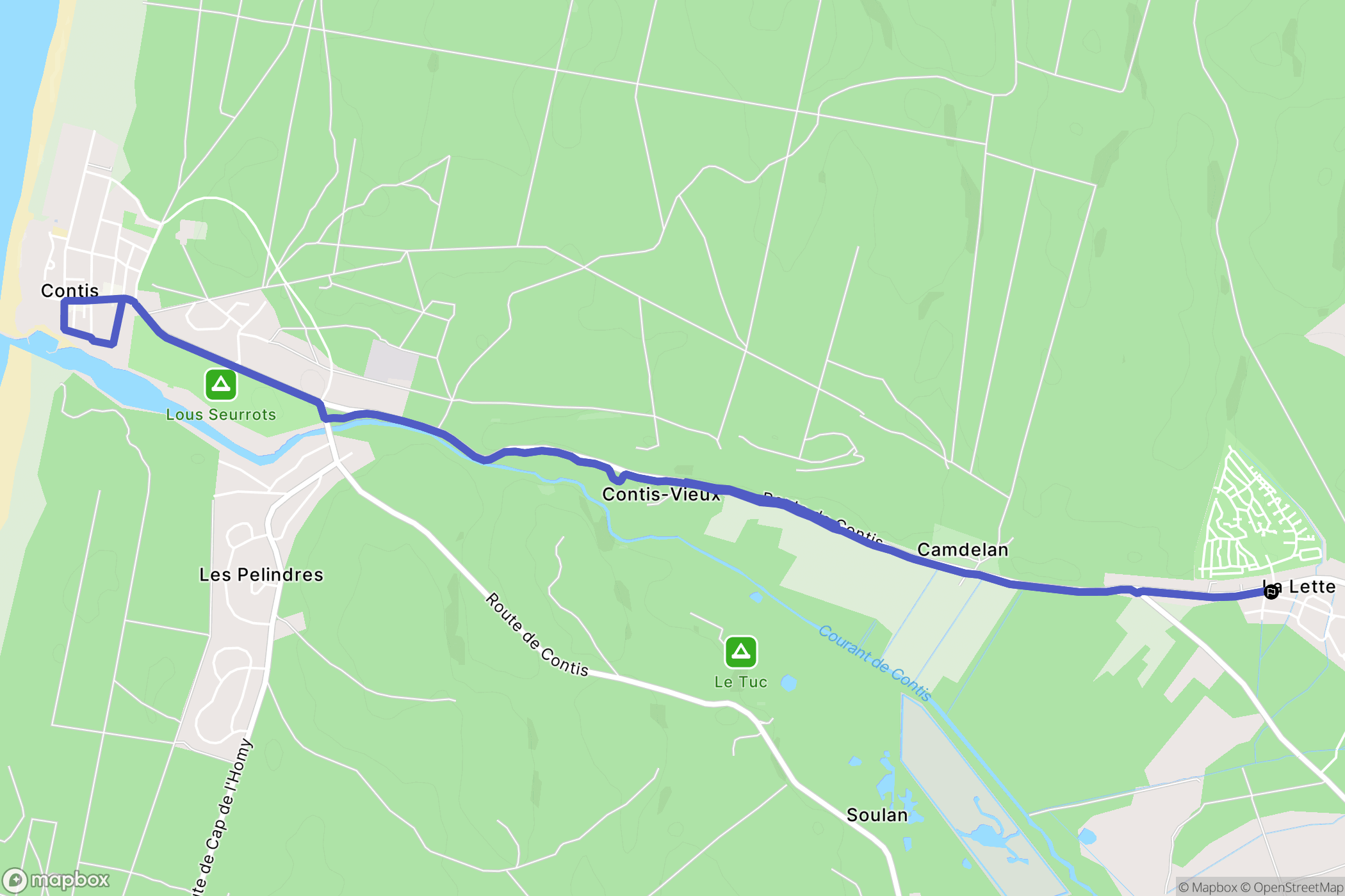 Saint-Julien-en-Born : carte du parcours de randonnée - France