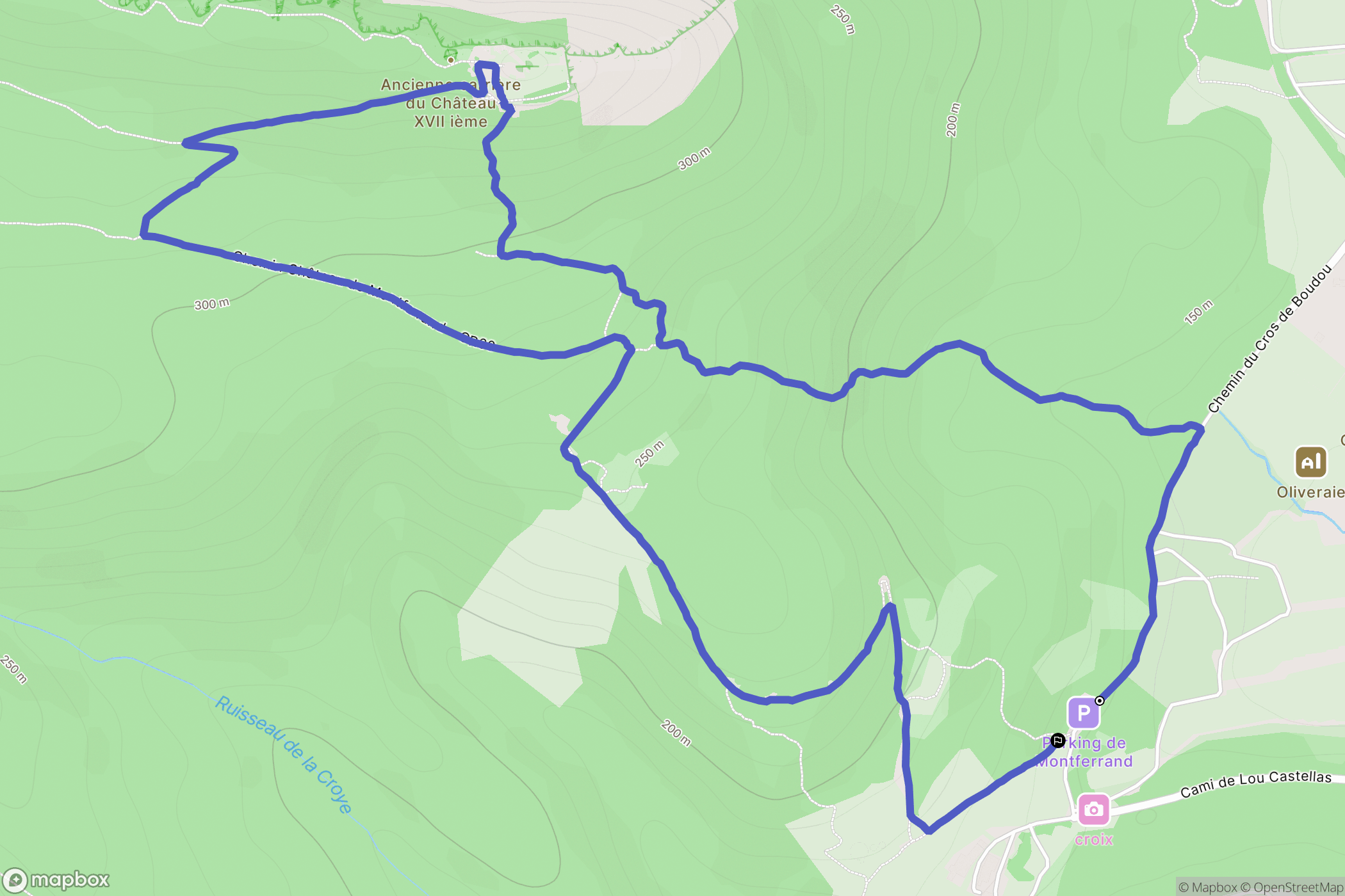 Saint-Mathieu-de-Tréviers : carte du parcours de randonnée - France
