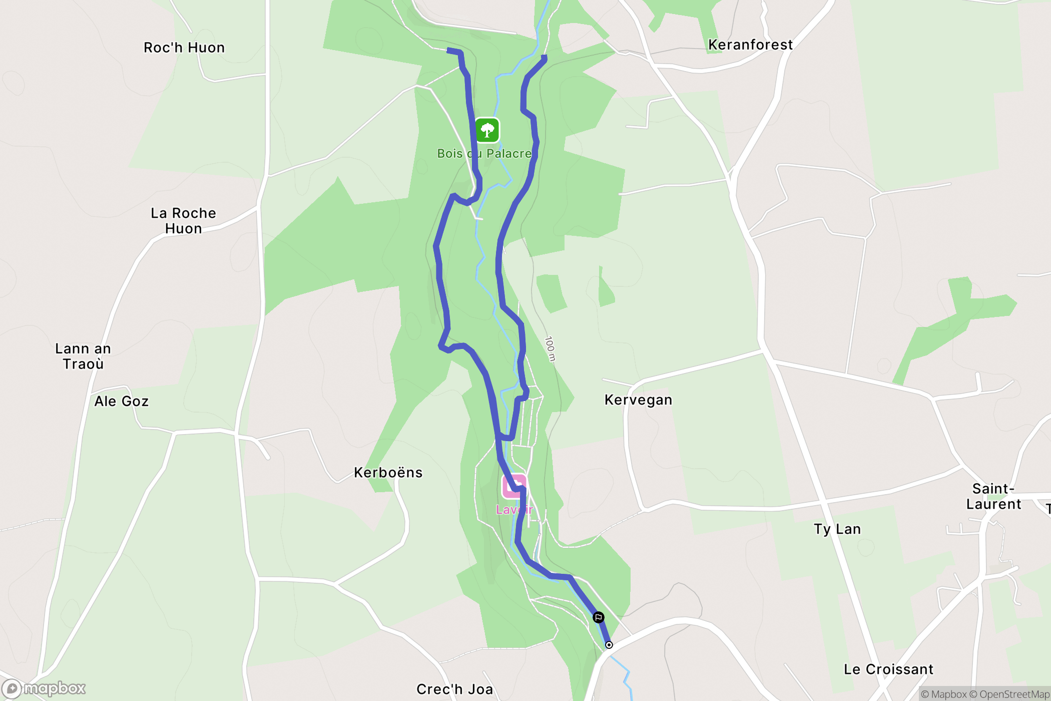 Saint-Laurent : carte du parcours de randonnée - France
