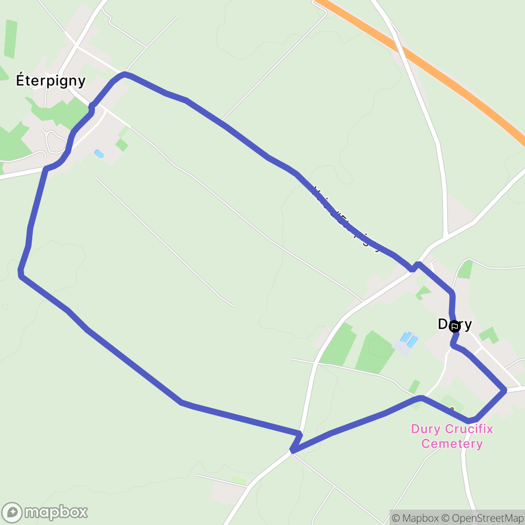 Dury : carte du parcours de randonnée - France