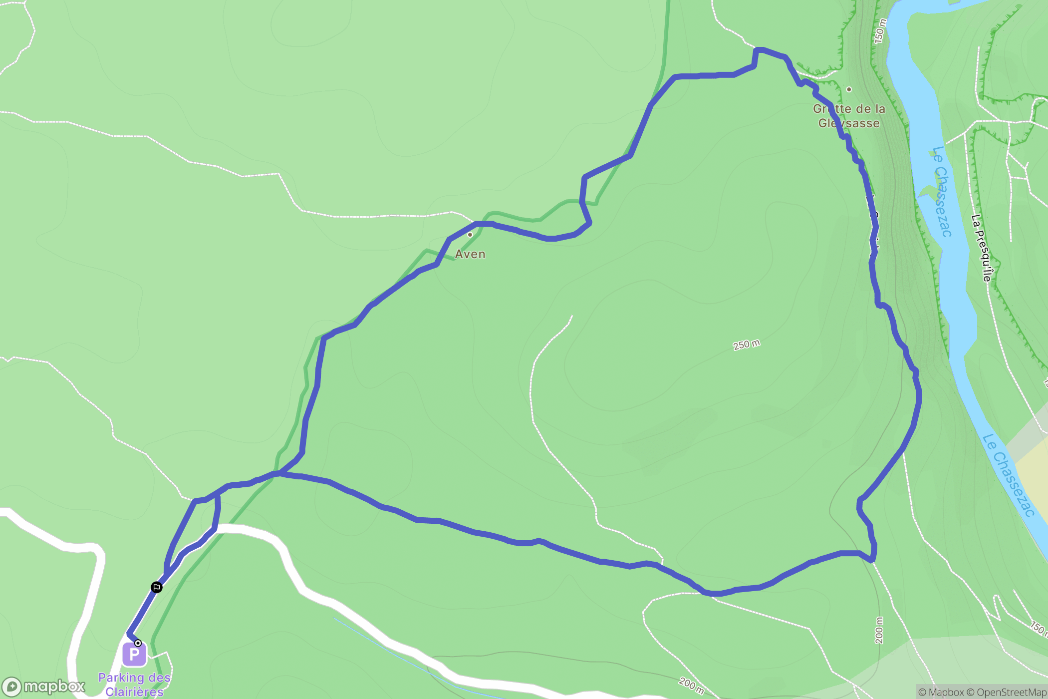 Berrias-et-Casteljau : carte du parcours de randonnée - France