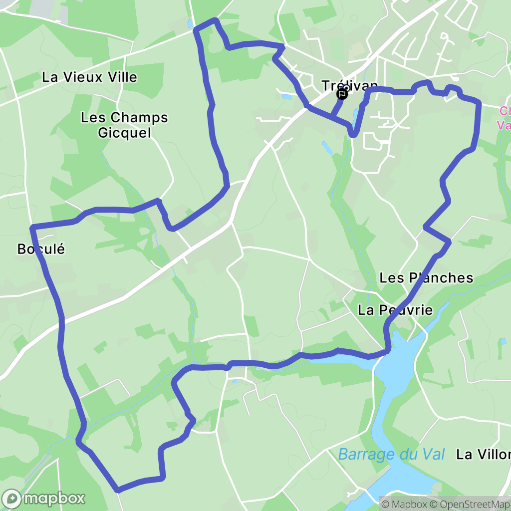 Trélivan : carte du parcours de randonnée - France