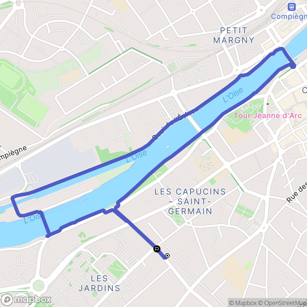 Compiègne : carte du parcours de randonnée - France