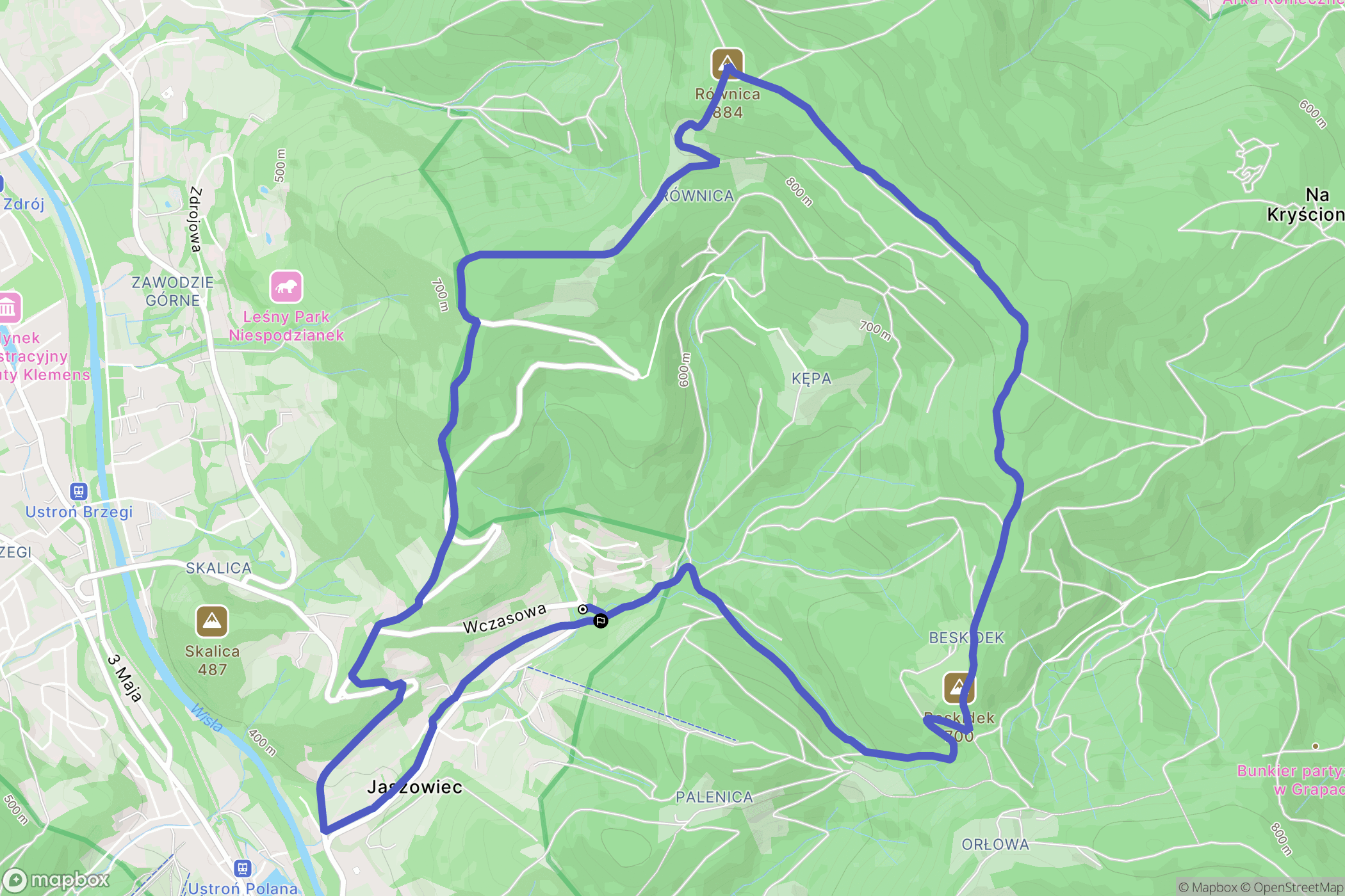Ustroń: mapa trasy - Poland