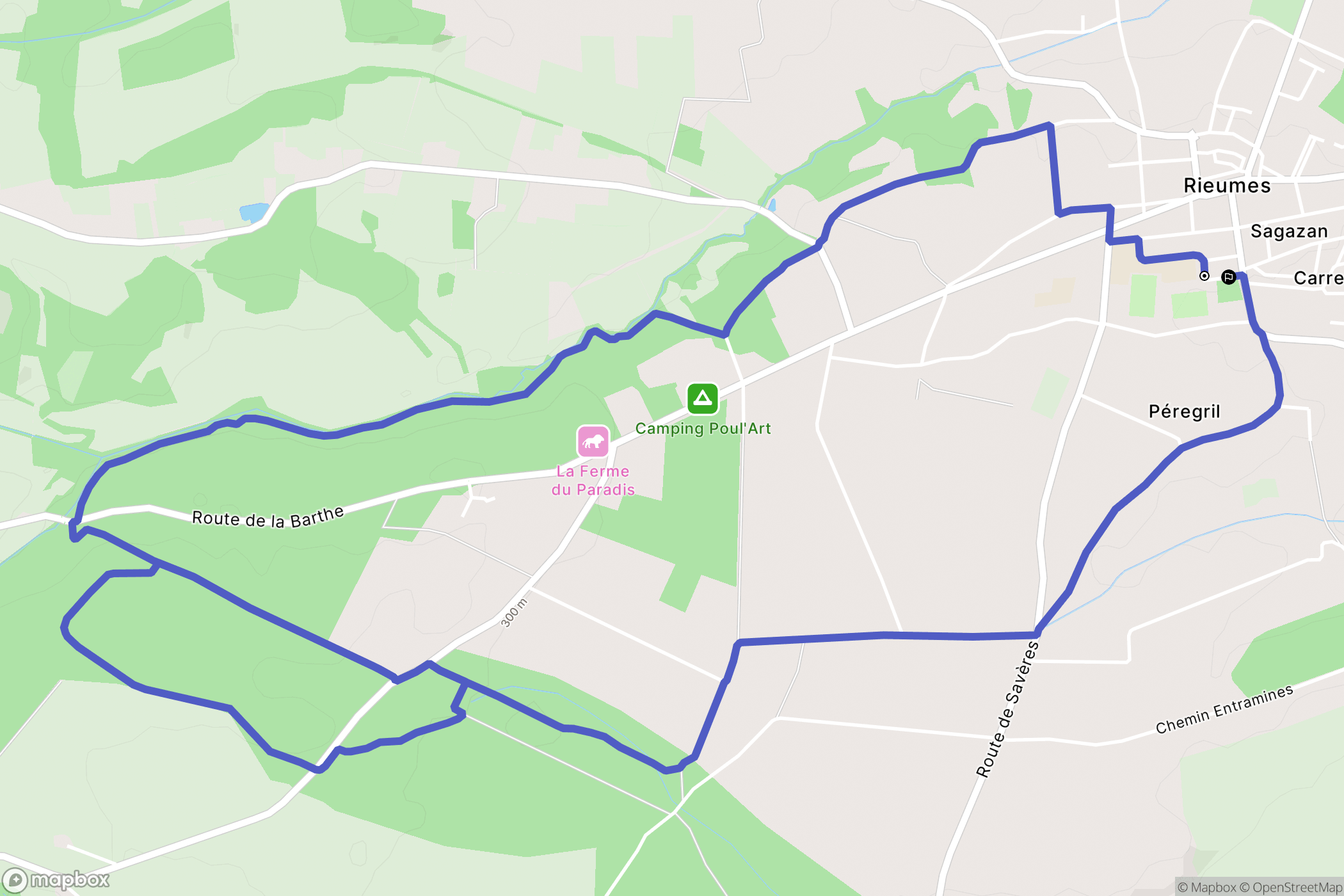 Rieumes : carte du parcours de randonnée - France