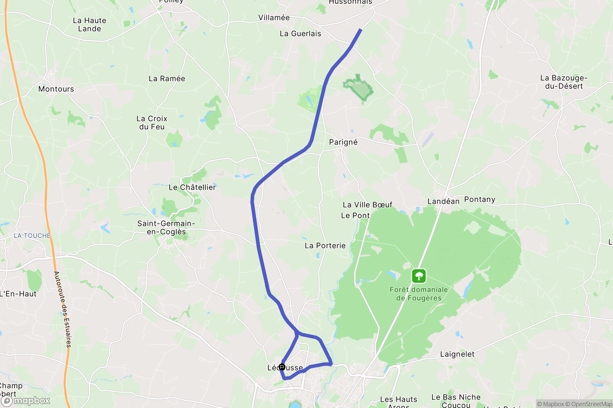 Lécousse : carte du parcours de randonnée - France