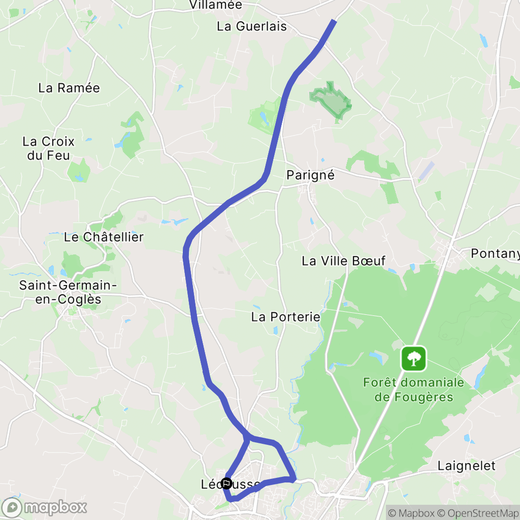 Lécousse : carte du parcours de randonnée - France