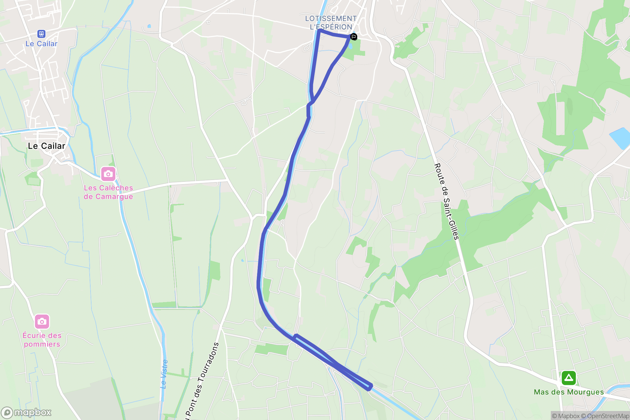 Vauvert : carte du parcours de randonnée - France