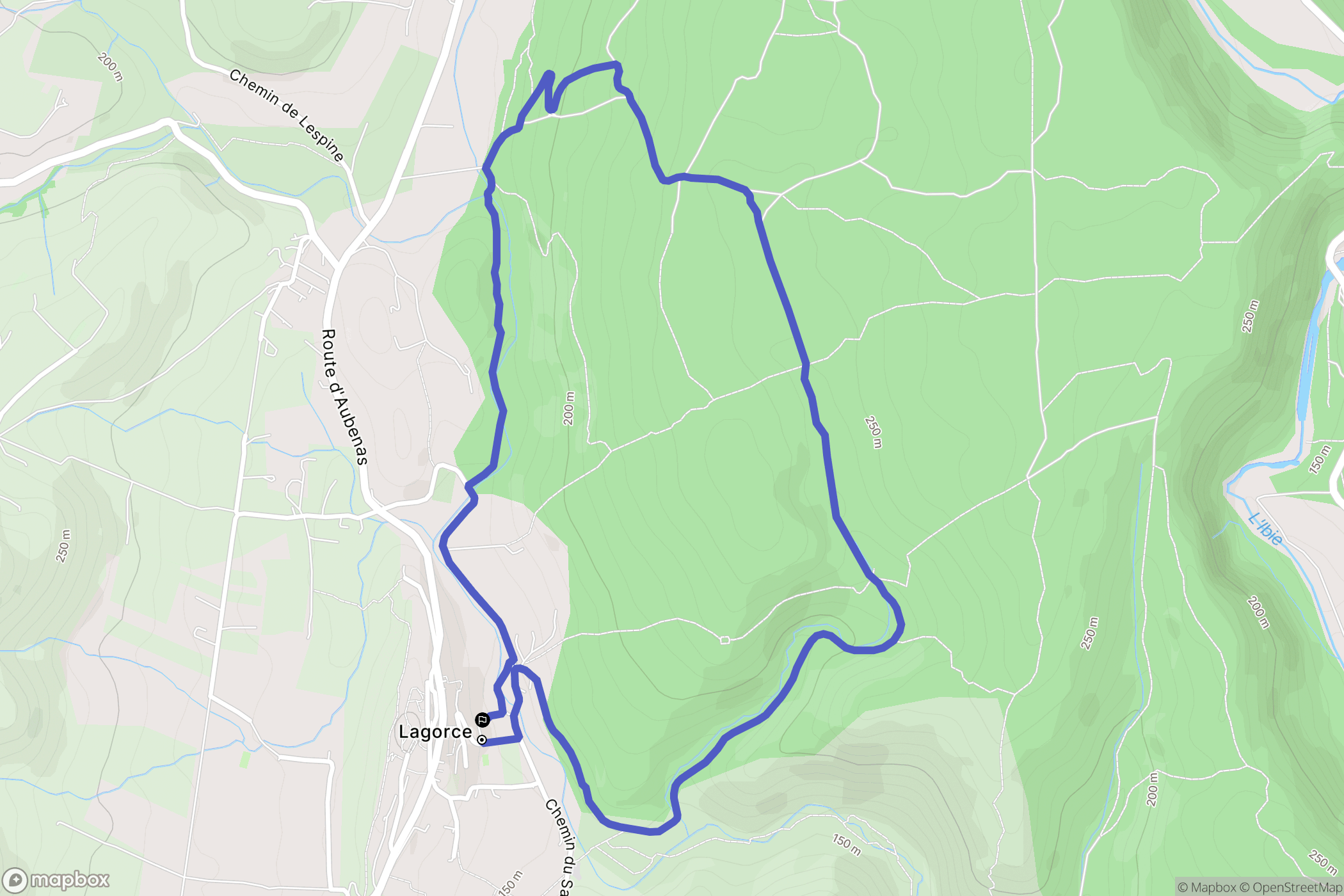 Lagorce : carte du parcours de randonnée - France