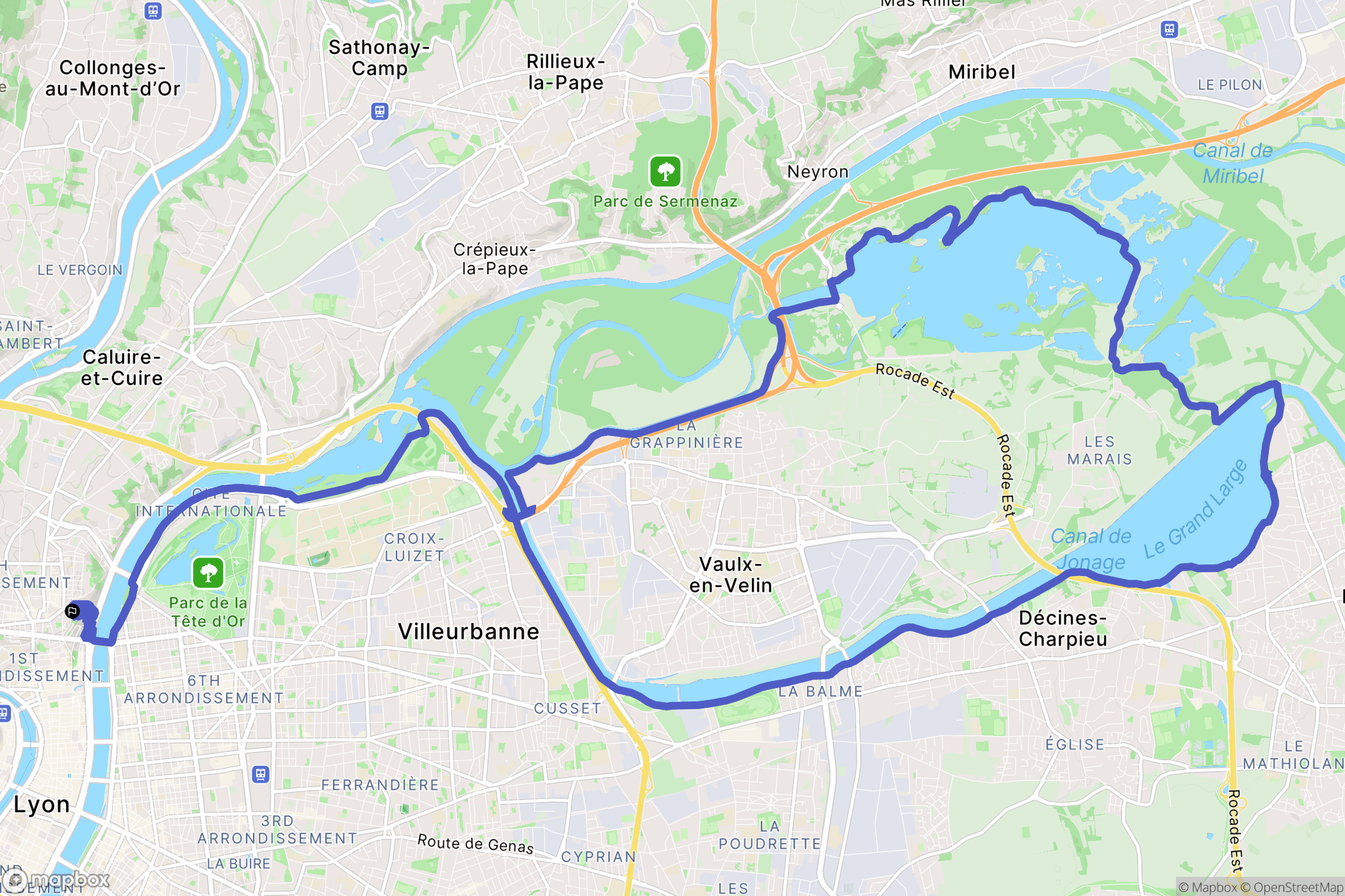 Lyon : carte du parcours de randonnée - France