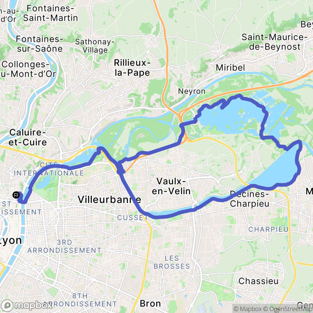 Lyon : carte du parcours de randonnée - France