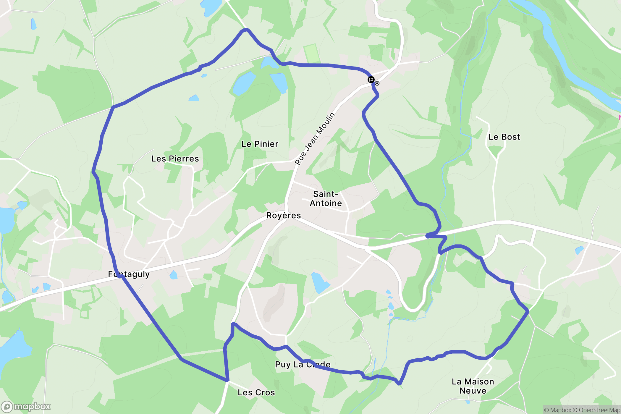 Royères : carte du parcours de randonnée - France