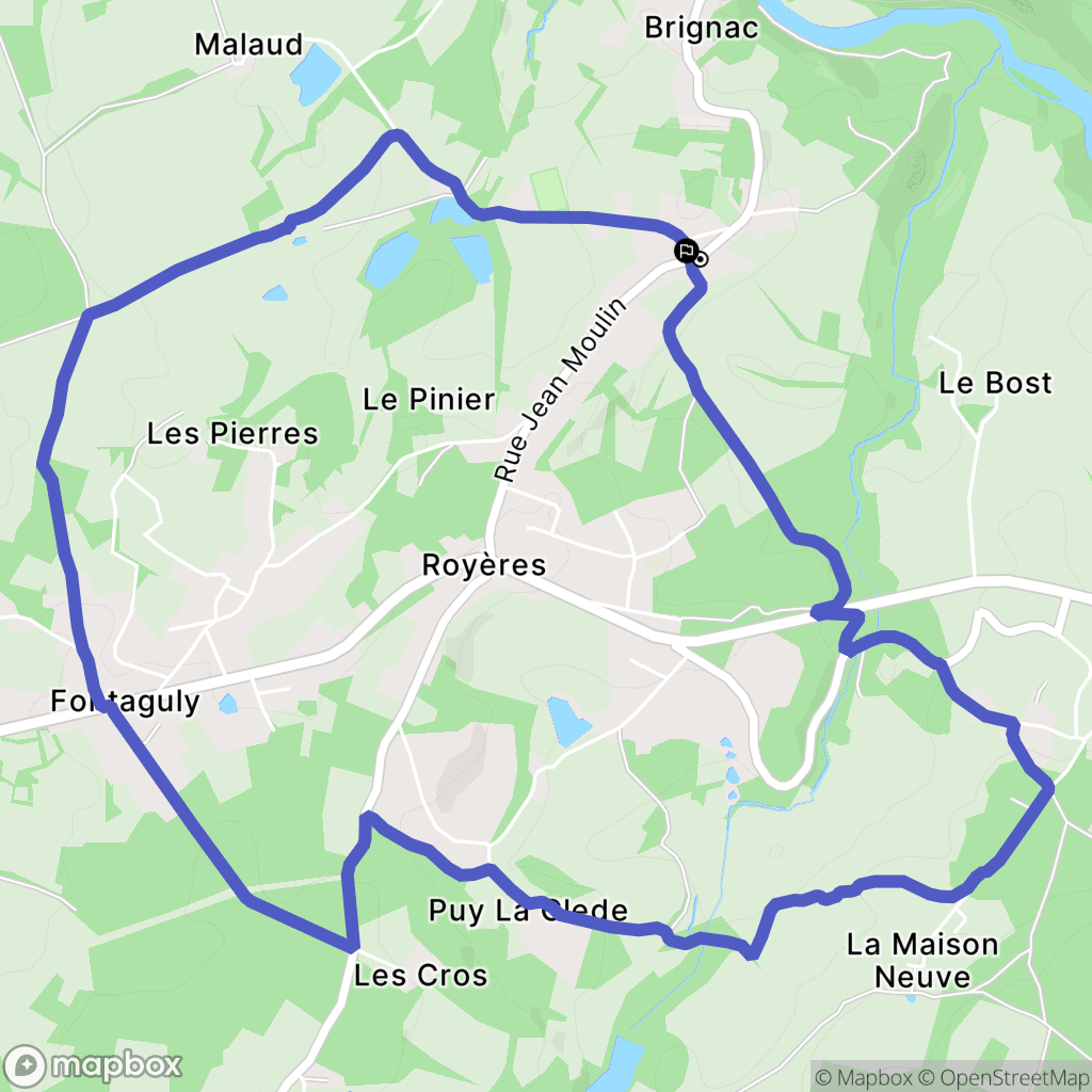 Royères : carte du parcours de randonnée - France