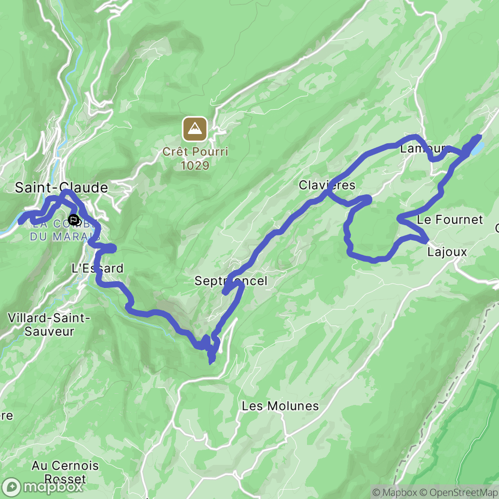 Saint-Claude : carte du parcours de randonnée - France
