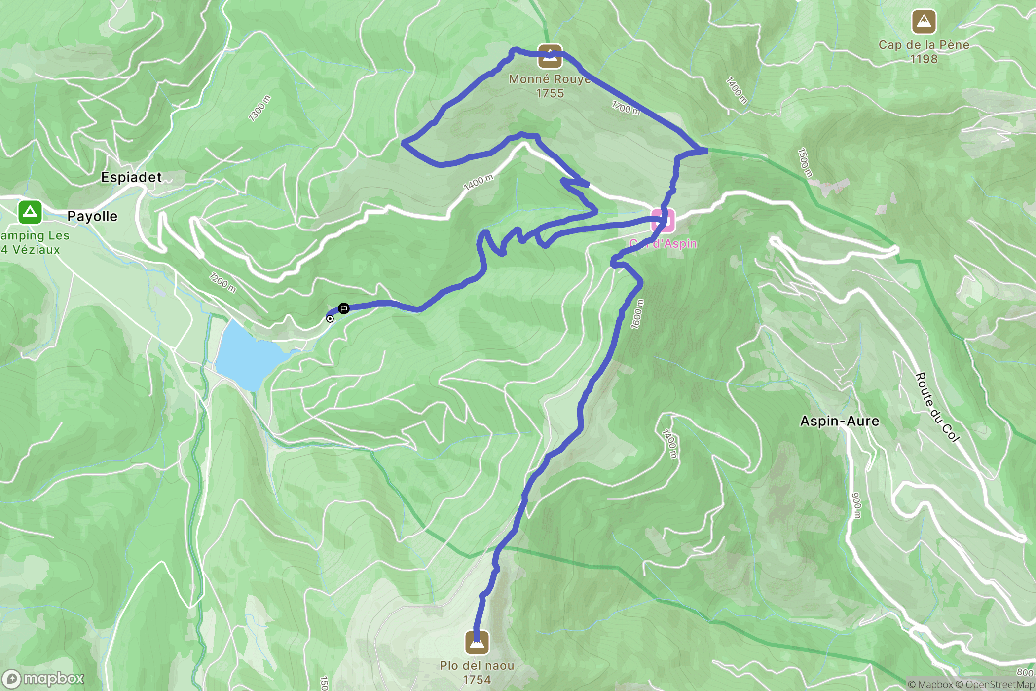 Campan : carte du parcours de randonnée - France
