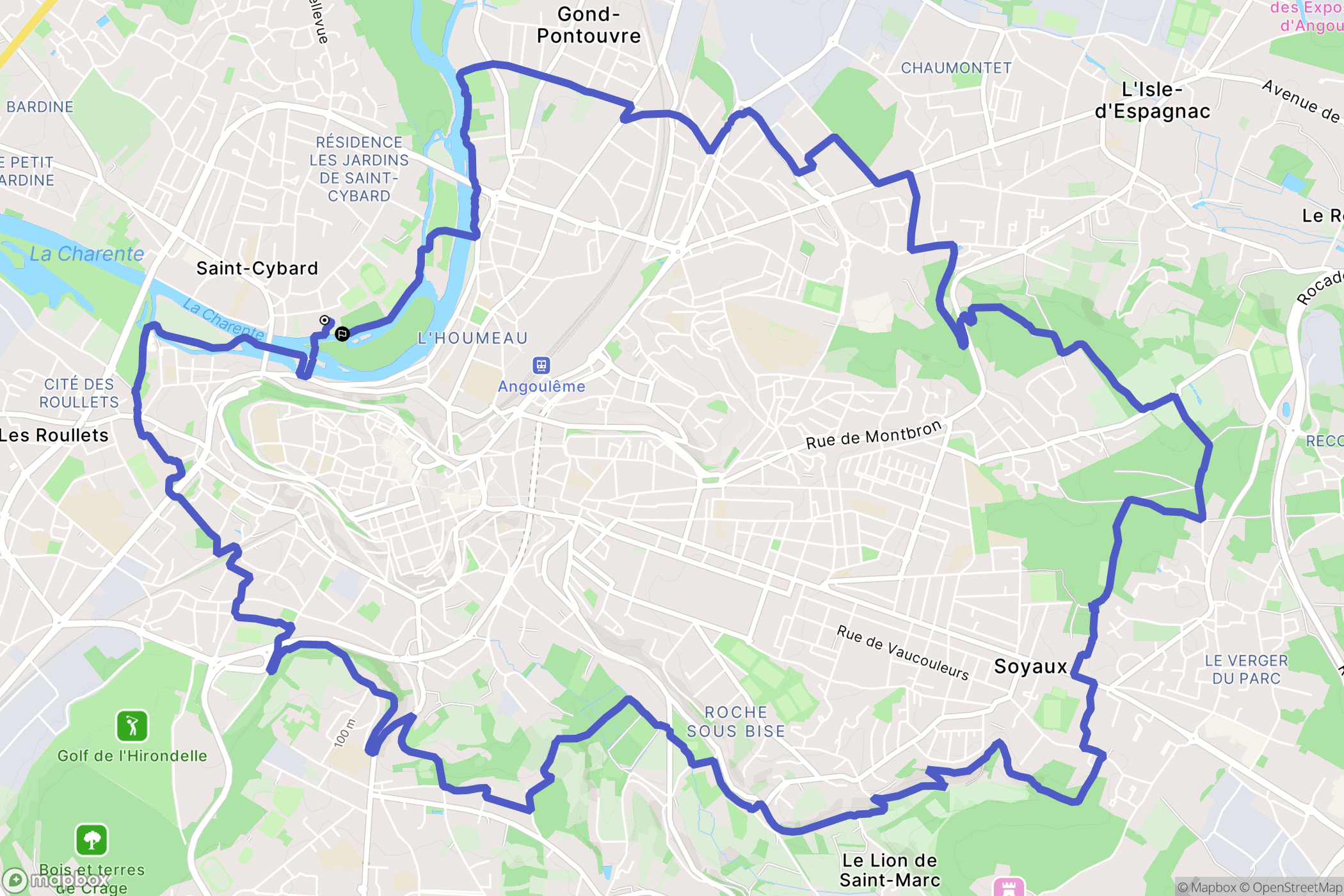 Angoulême : carte du parcours de randonnée - France