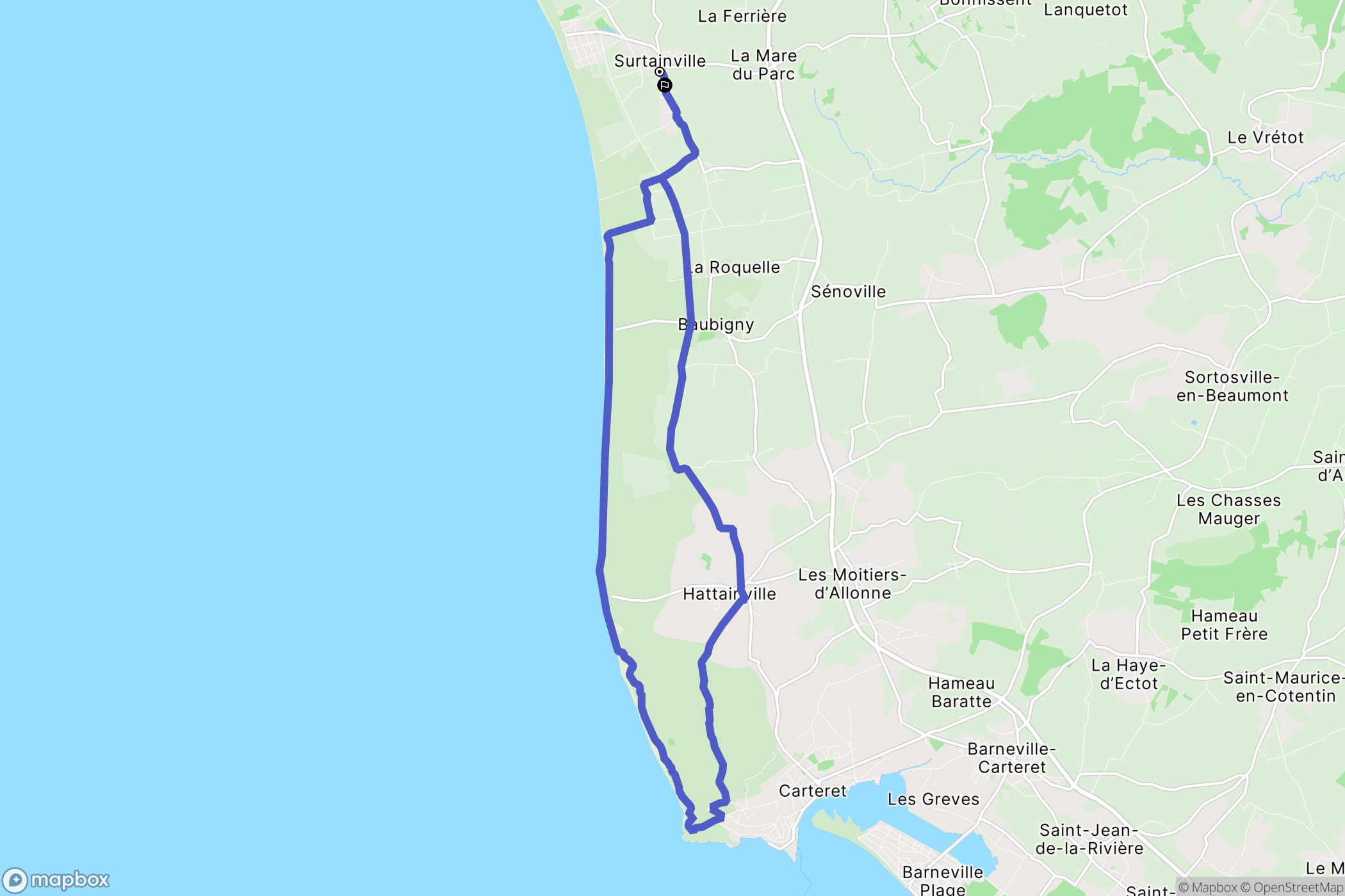Surtainville : carte du parcours de randonnée - France