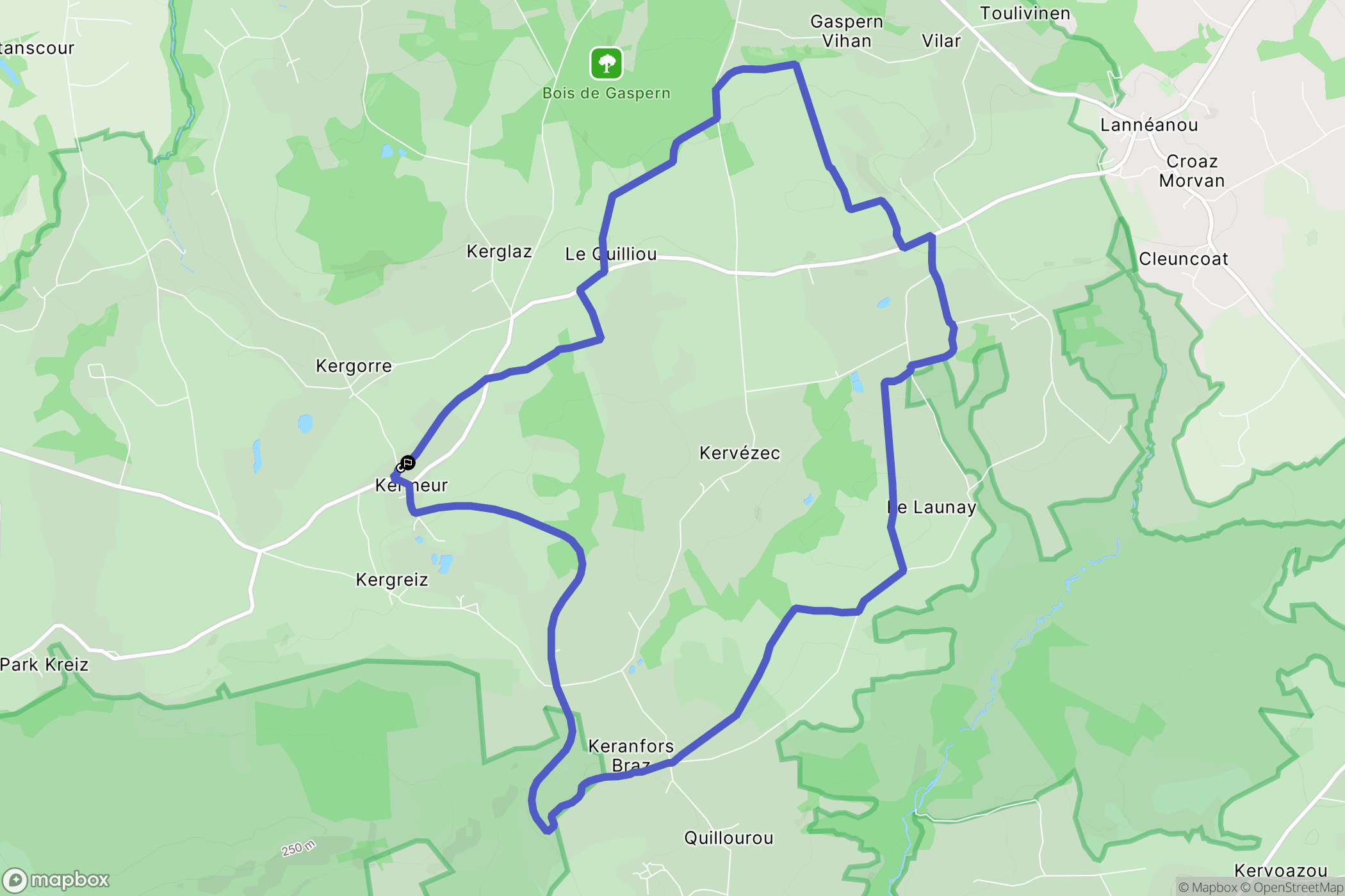 Plougonven : carte du parcours de randonnée - France