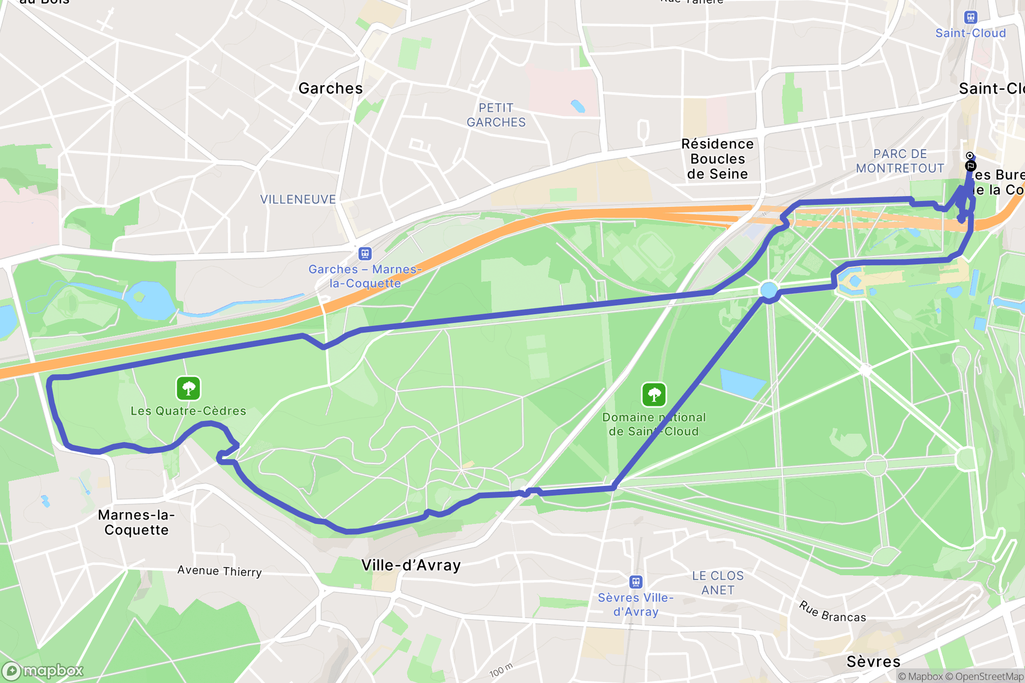 Saint-Cloud : carte du parcours de randonnée - France
