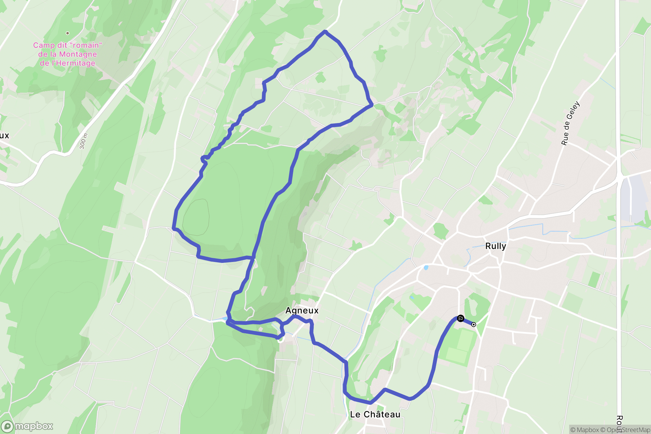 Rully : carte du parcours de randonnée - France