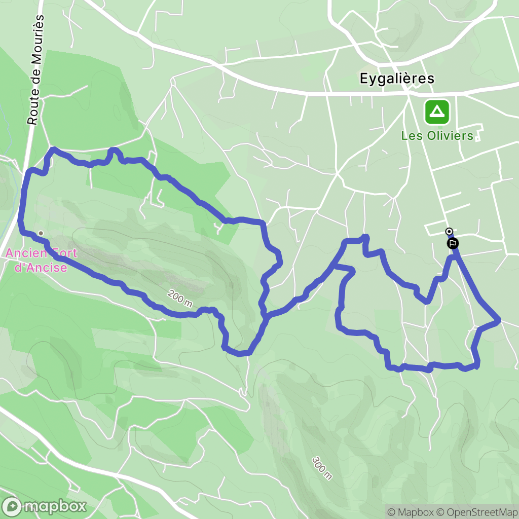 Eygalières : carte du parcours de randonnée - France