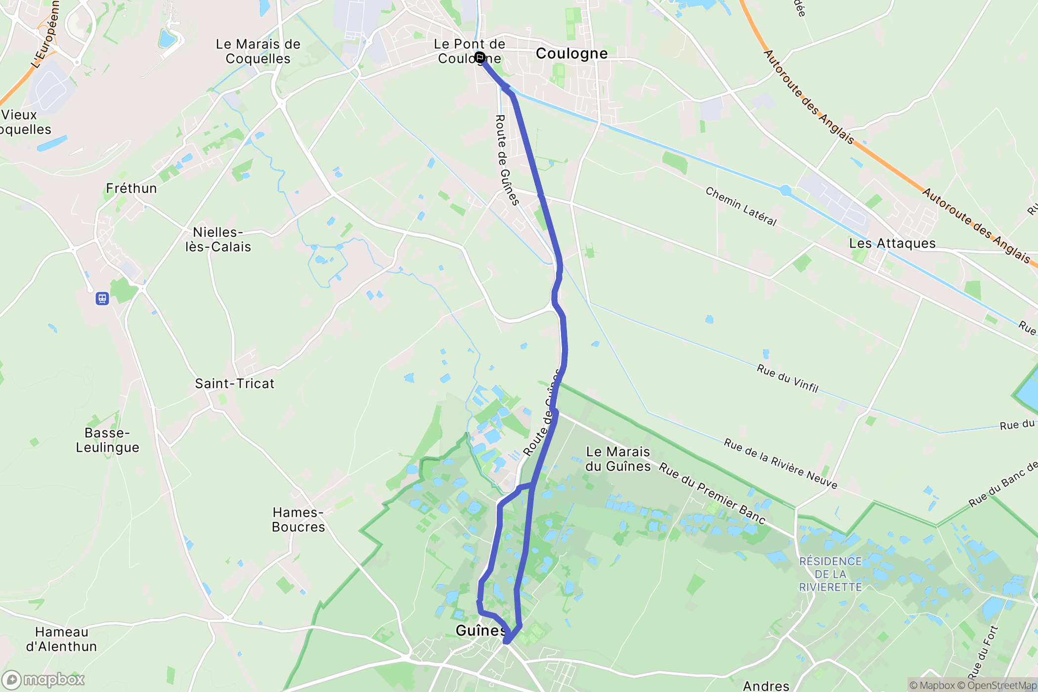 Coulogne : carte du parcours de randonnée - France