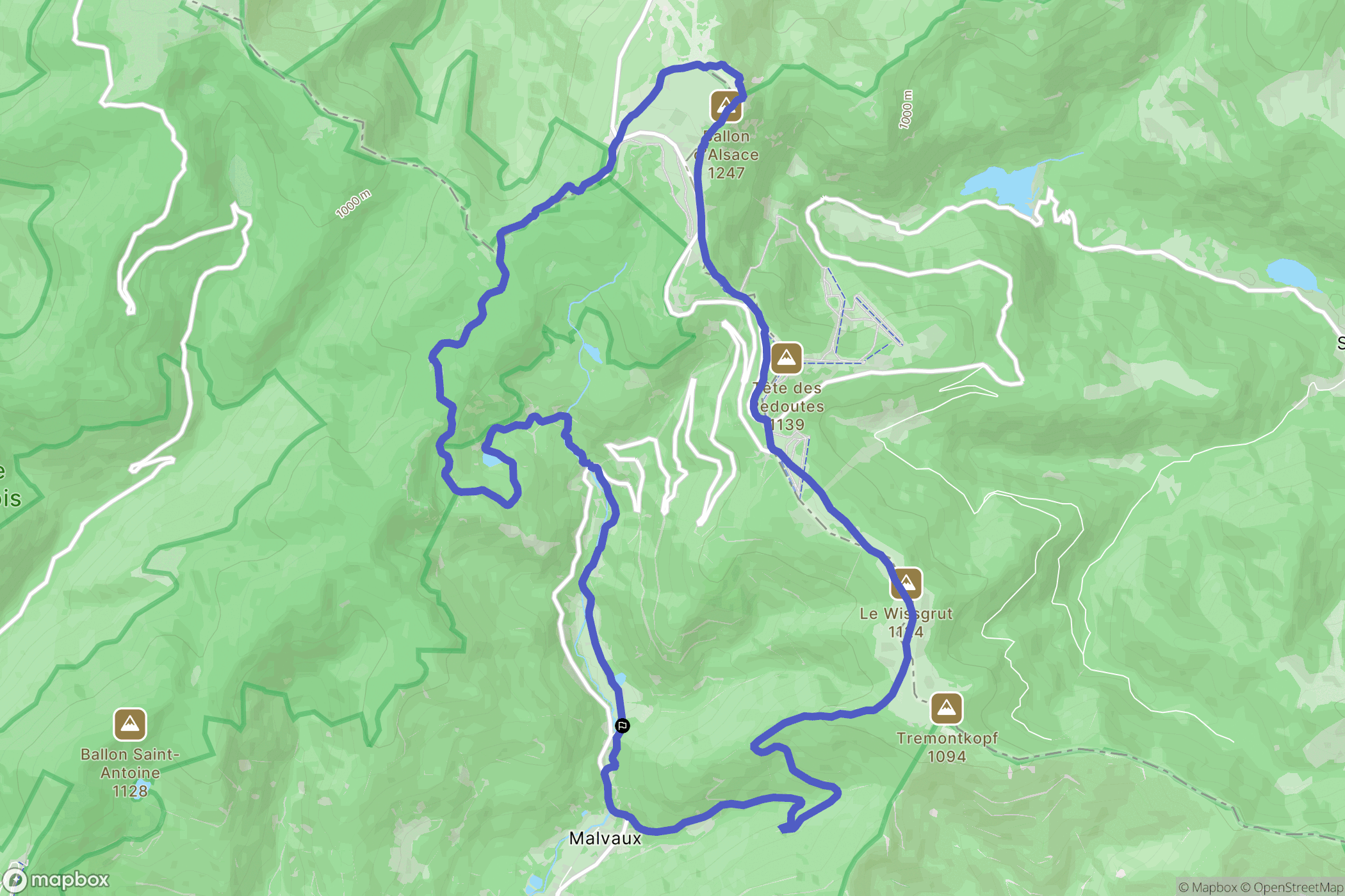 Lepuix : carte du parcours de randonnée - France