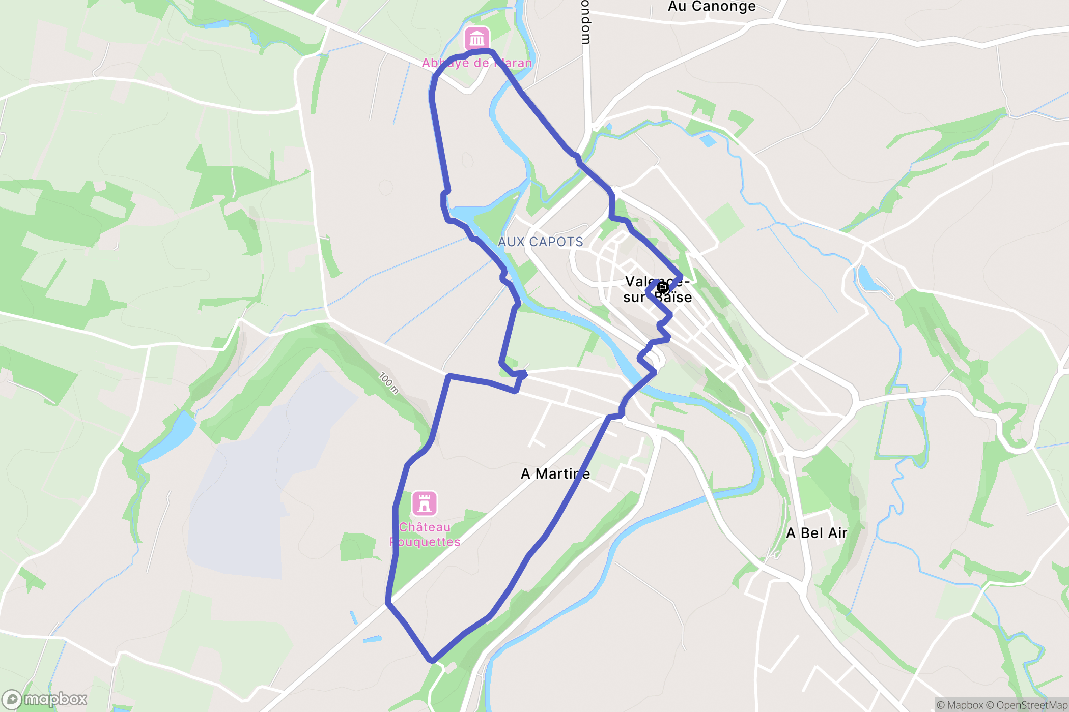 Valence-sur-Baïse : carte du parcours de randonnée - France