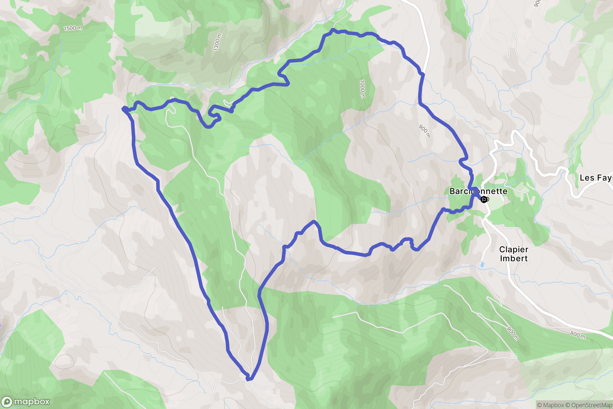 Barcillonnette : carte du parcours de randonnée - France