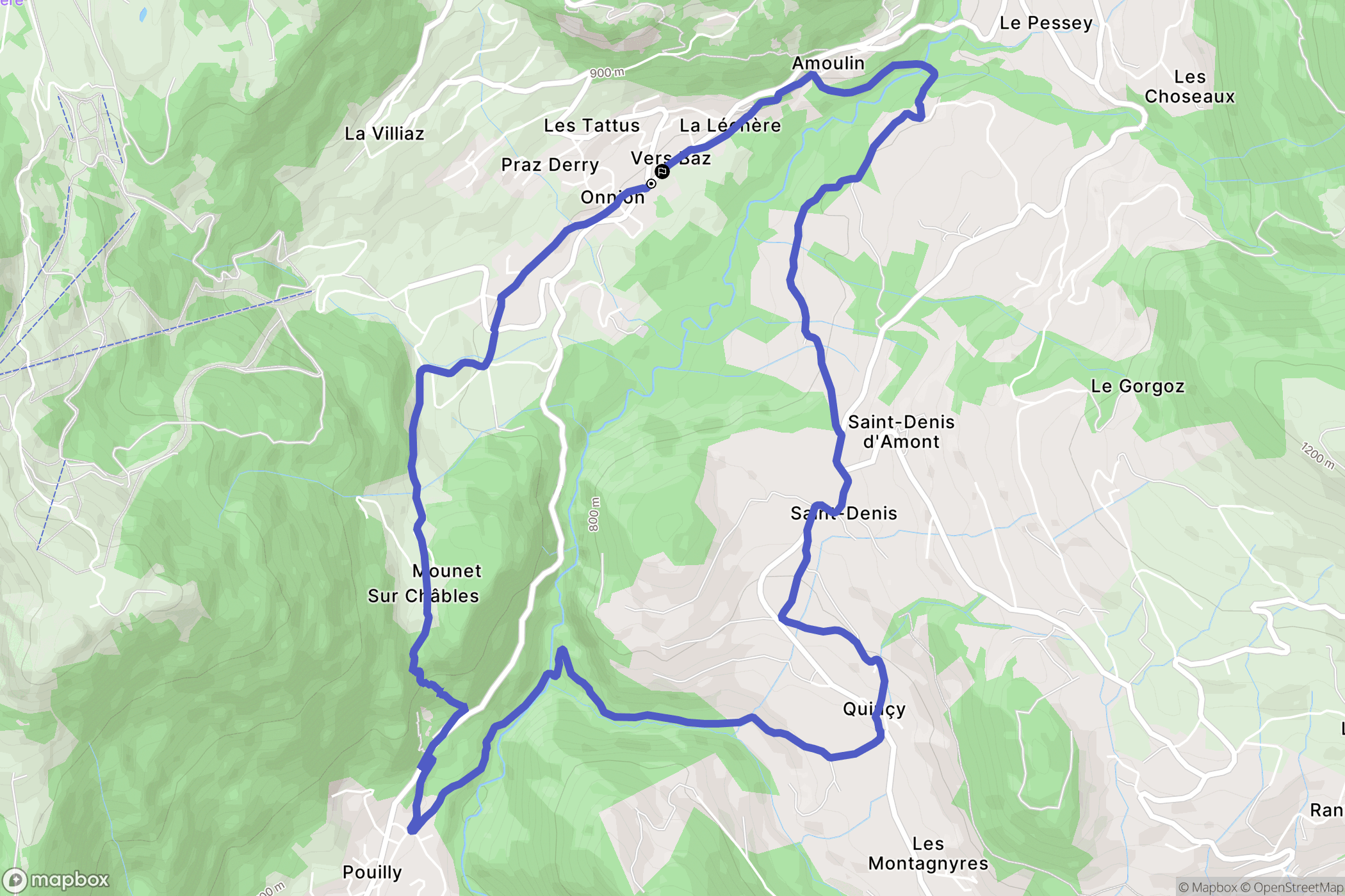 Onnion : carte du parcours de randonnée - France